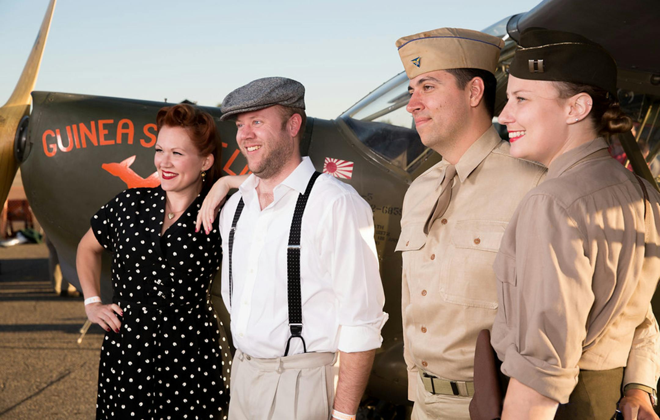 Jalon and Danielle Sorter, of Cottage Grove, and Jim and Amy Lauria, of Inver Grove Heights, posed in vintage outfits at the 2014 Fall Hangar Dance. All of them are volunteers for the Minnesota wing of the Commemorative Air Force. cafmn.org