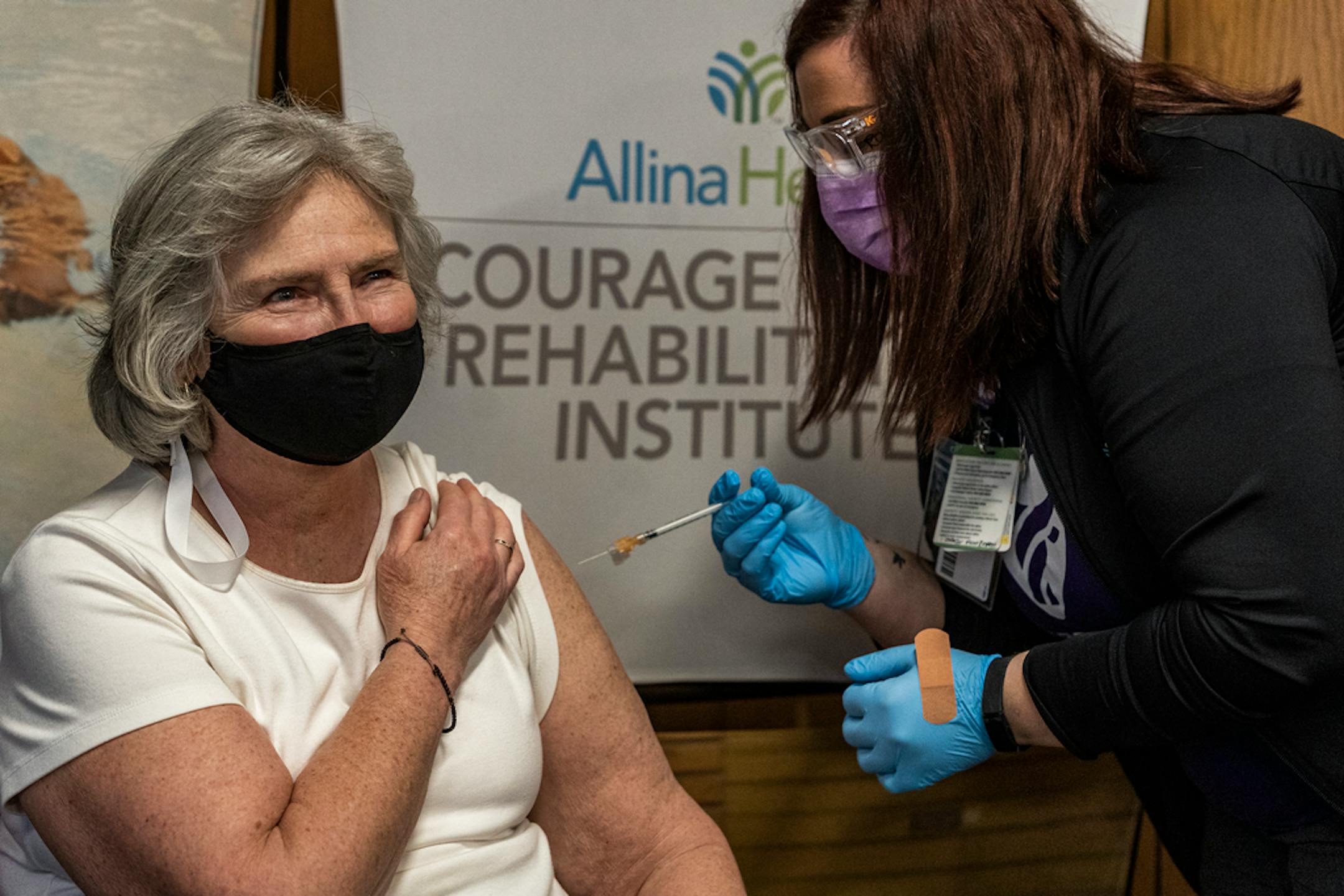On March 10, 2021 in Golden Valley, Minnesota, state health commissioner Jan Malcom got the Johnson and Johnson Covid-19 vaccine from RN Racheel Slama at the Courage Kenny Rehabilitation Institute. She had full confidence in the vaccine which some have expressed concerns about not being as effective as the other two currently available. The J&amp;J vaccine only requires one dose before immunity starts to build up. ] RICHARD TSONG-TAATARII ¥ richard.tsong-taatarii@startribune.com