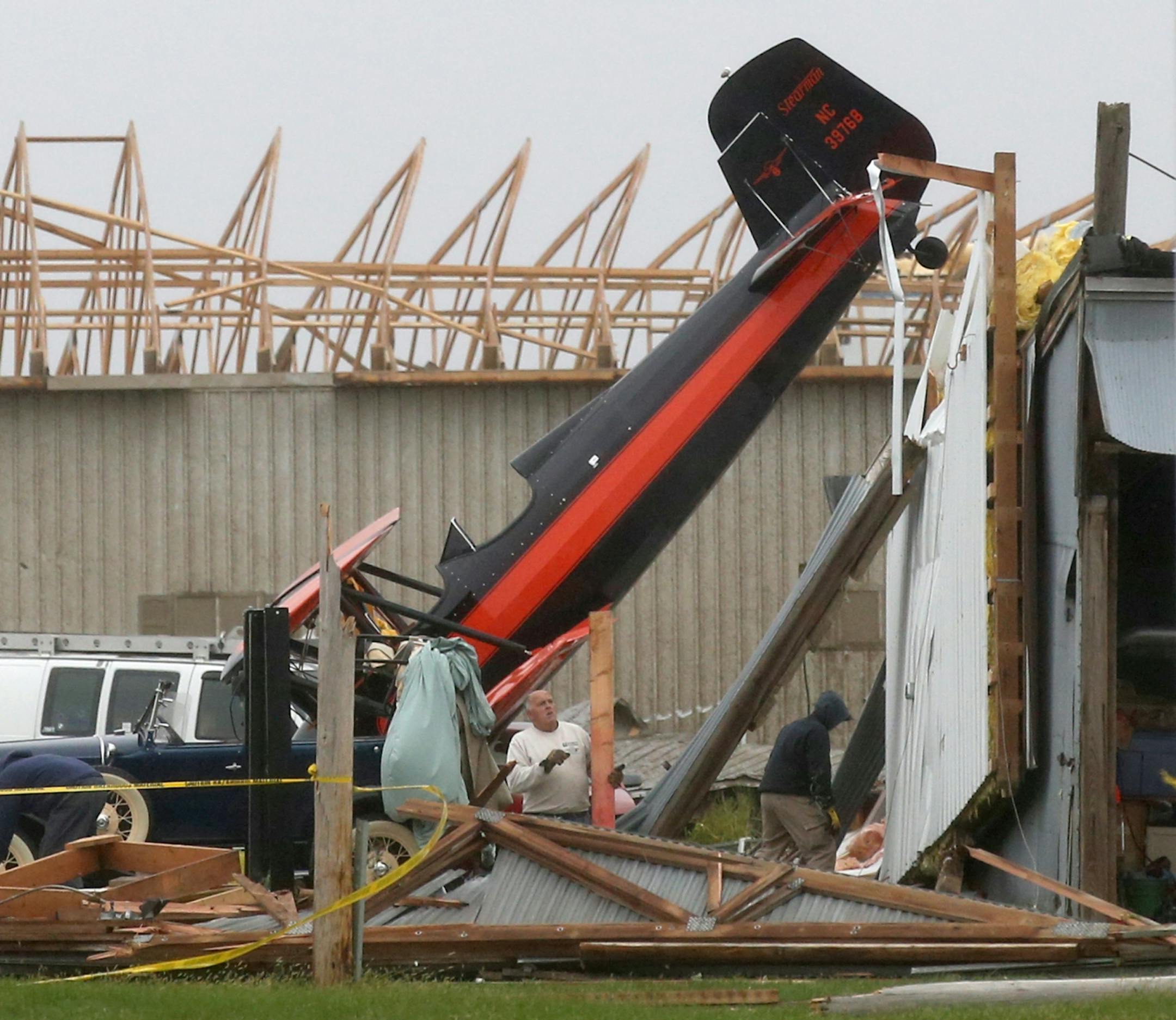 A Wednesday evening storm hammered parts of Rice County, leaving the Faribault Municipal Airport heavily damaged and seen Friday, Sept. 21, 2018, in Faribault.