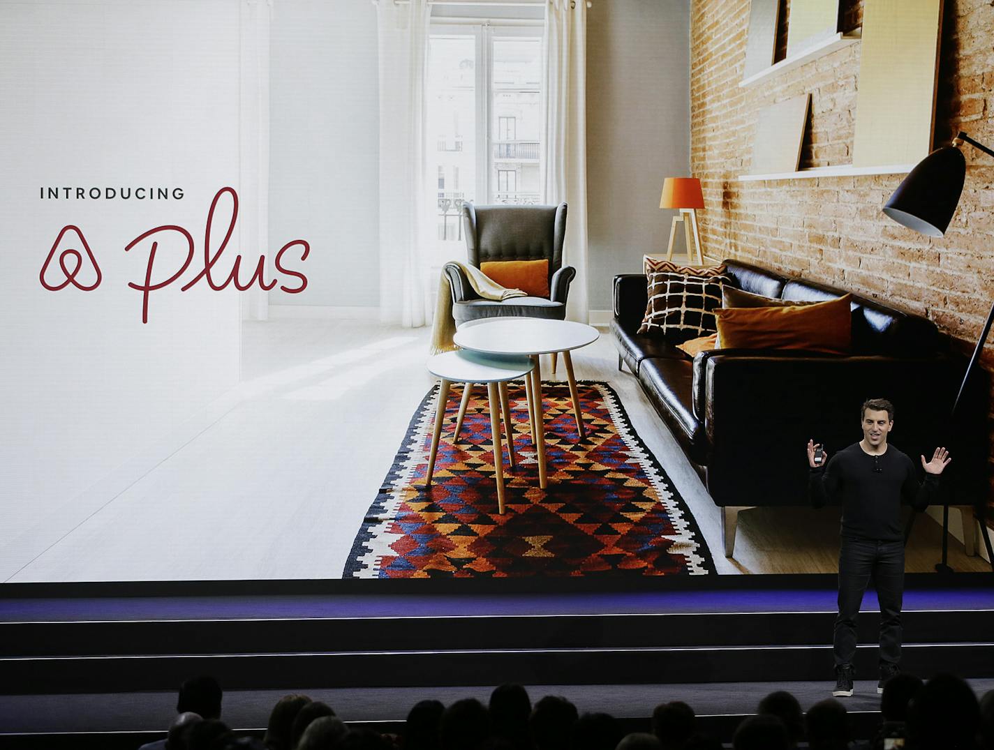 Airbnb co-founder and CEO Brian Chesky talks about a new Plus program during an event Thursday, Feb. 22, 2018, in San Francisco. Airbnb is dispatching inspectors to rate a new category of properties listed on its home-rental service in an effort to reassure travelers they're booking nice places to stay. The program is aimed at winning over travelers who aren't sure they can trust the computer-driven system that Airbnb uses to assess the quality of rentals. (AP Photo/Eric Risberg)