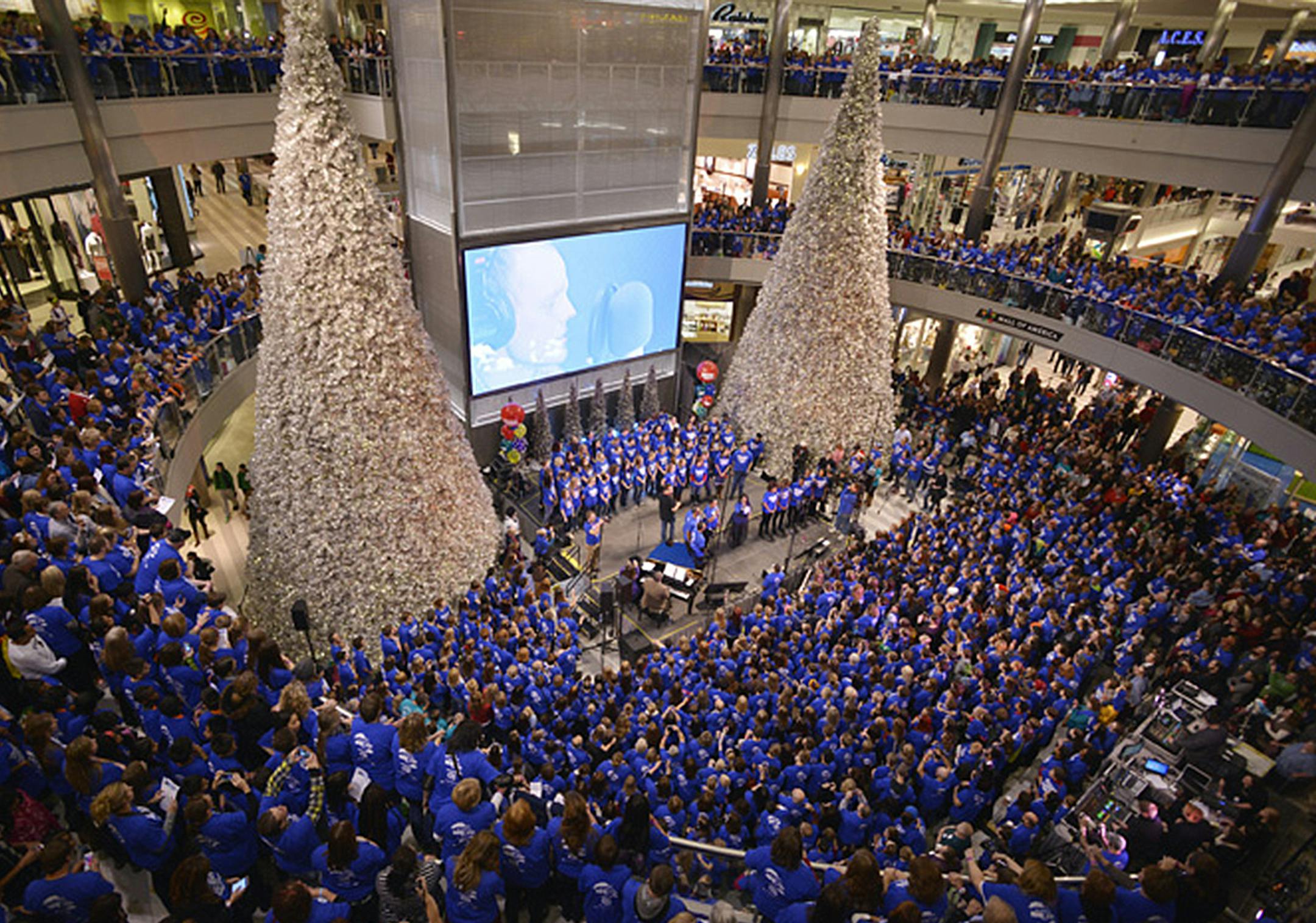 BLOOMINGTON, MN DECEMBER 11: 7,200 people joined in chorus at Mall of America for the Largest "Clouds" Choir for a Cause in memory of Zach Sobiech on December 11, 2014 in Bloomington, Minnesota. ¬© Tony Nelson