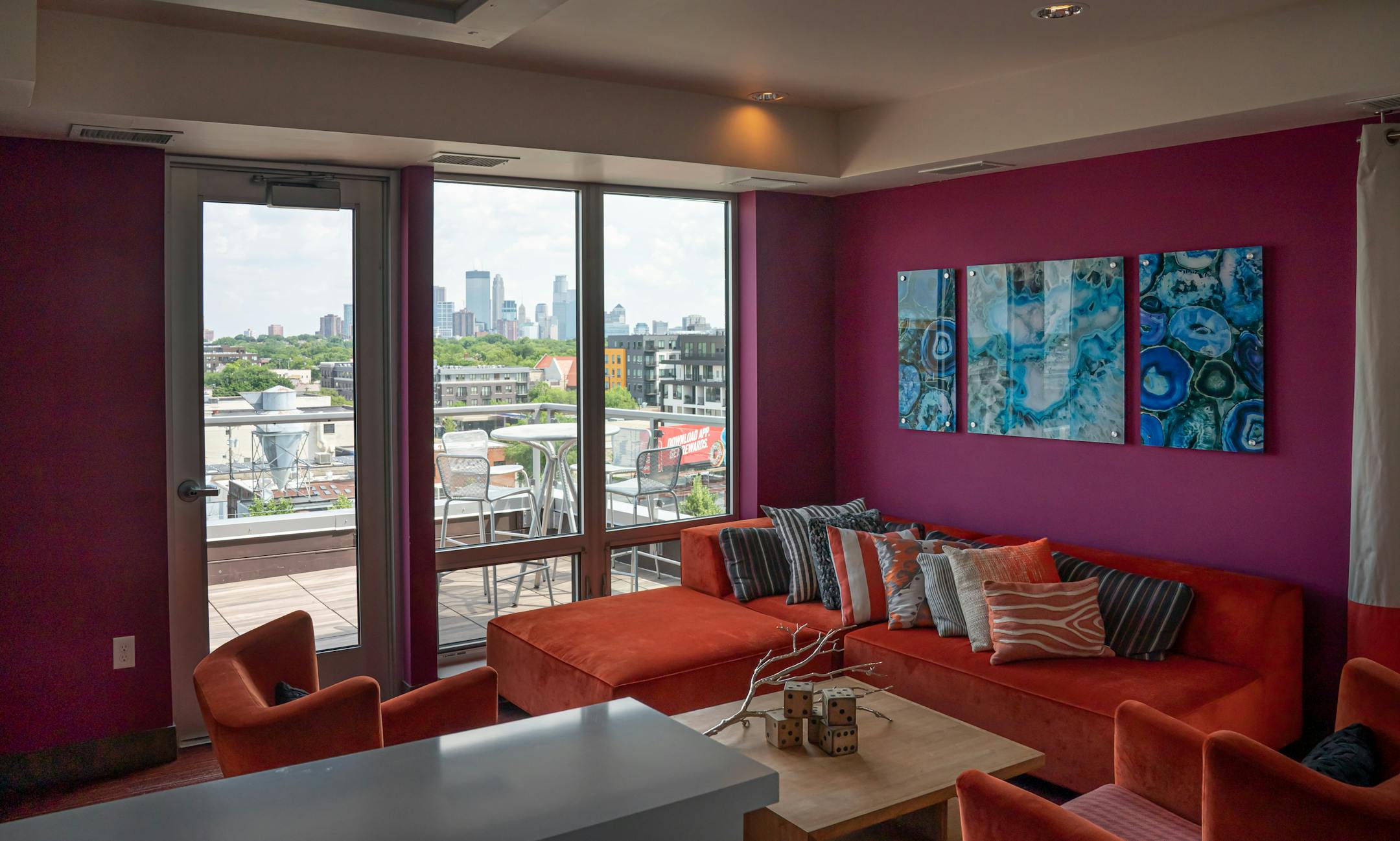 Lime has a giant name sign in the lobby and its colorful exterior reflects the brand's 'zesty' name. https://limeapartments.com/gallery Address: 2904 Lyndale Avenue S Minneapolis, MN 55408