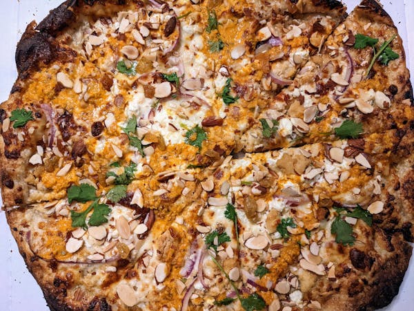 The Tandoori Tikka pizza at LuLu’s Pizza in downtown Duluth.