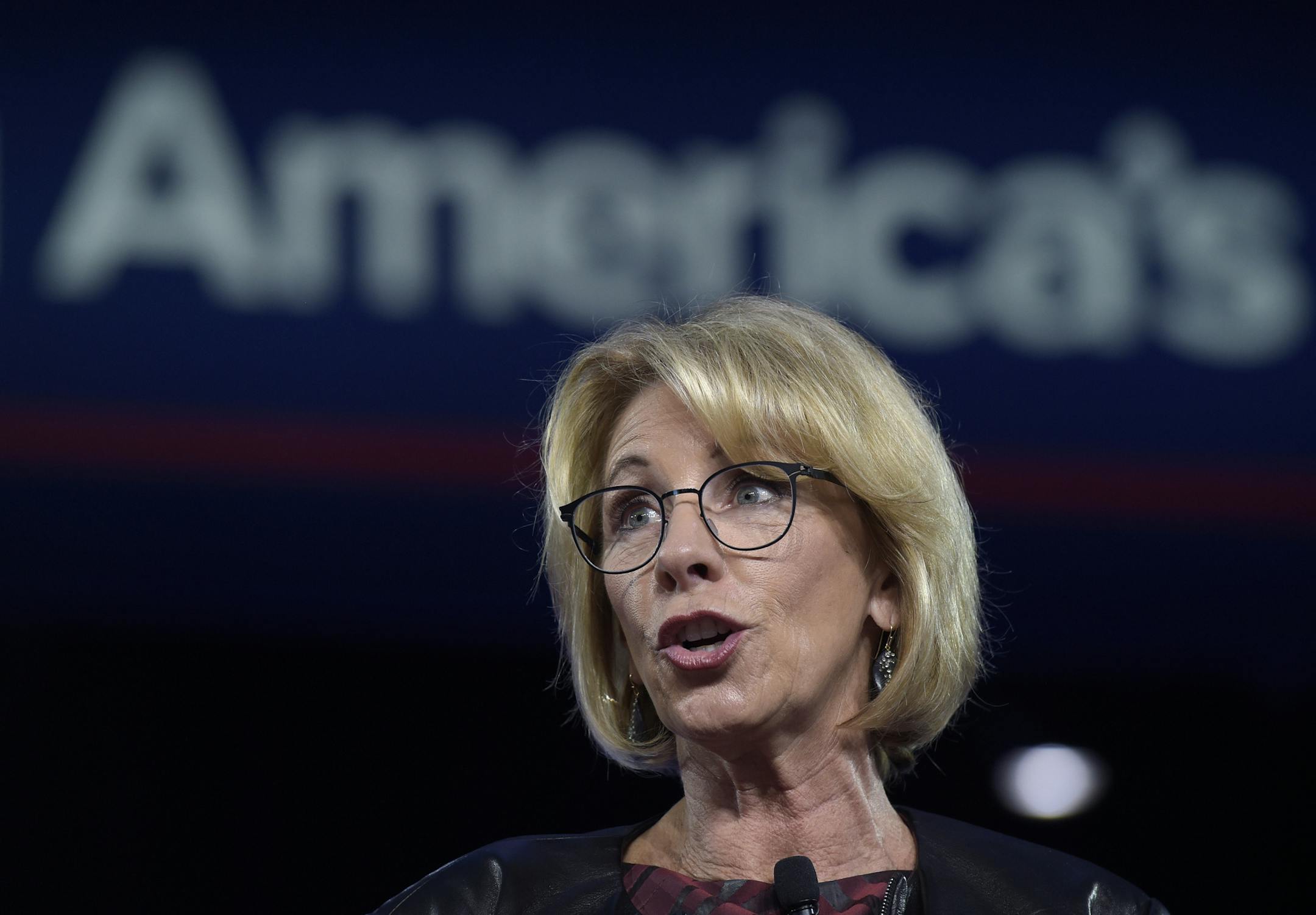 Education Secretary Betsy DeVos speaks at the Conservative Political Action Conference (CPAC) in Oxon Hill, Md., Thursday, Feb. 23, 2017. (AP Photo/Susan Walsh)