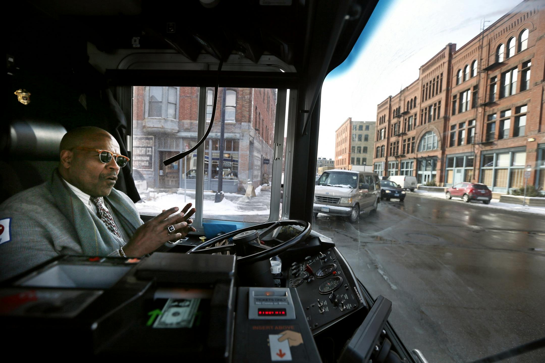 Tony Taylor is retiring with 36 years of service as a Metro Transit bus driver January 14, 2015 Minneapolis, MN.