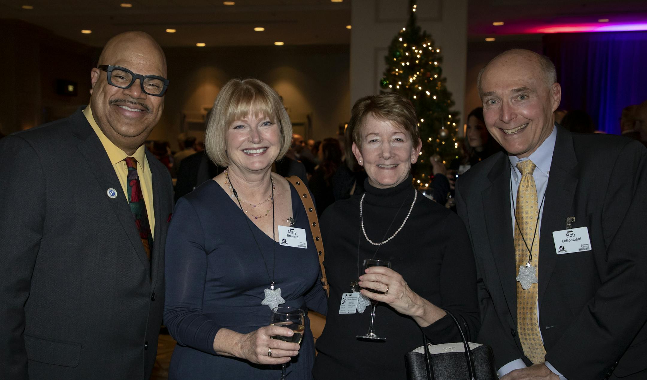 T. Mychael Rambo, Mary Brainerd, Kathy Cooney, Bob LaBombard at the 2019 Saint Nicholas Dinner. [ Special to Star Tribune, photo by Matt Blewett, Matte B Photography, matt@mattebphoto.com, Saint Nicholas Dinner, Catholic Charities, Dec. 5, 2019, Minnesota, 1009874409 FACE122219