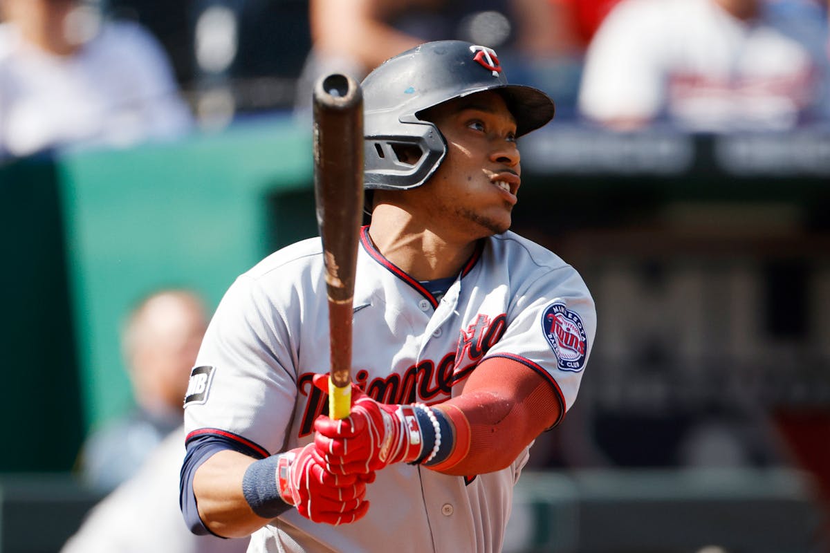 The Twins' Jorge Polanco watches his three-run home run during the first inning Sunday.