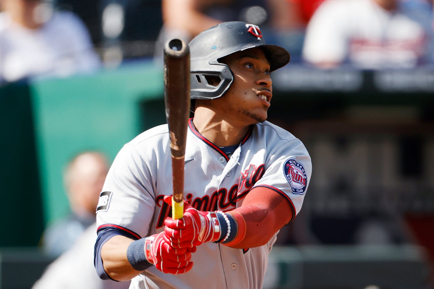 The Twins' Jorge Polanco watches his three-run home run during the first inning Sunday.