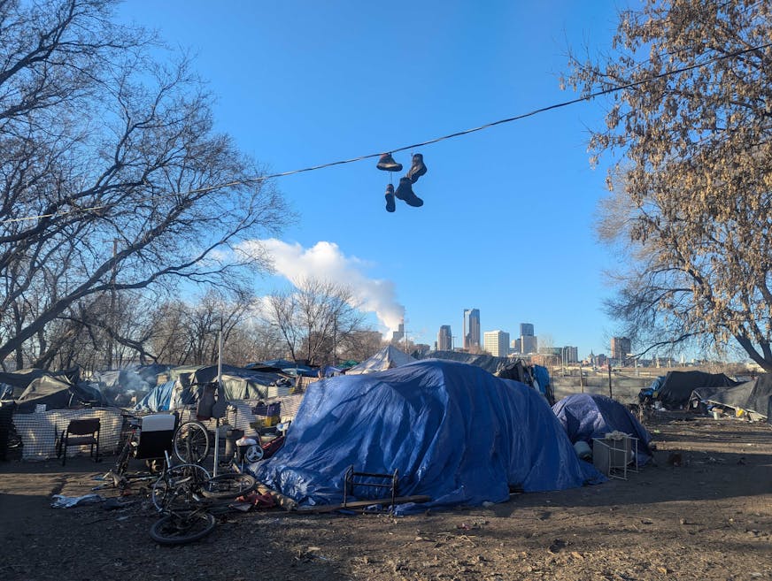 Tents form an encampment near the Bruce Vento Sanctuary in St. Paul. City officials will clear the encampment on Jan. 16.