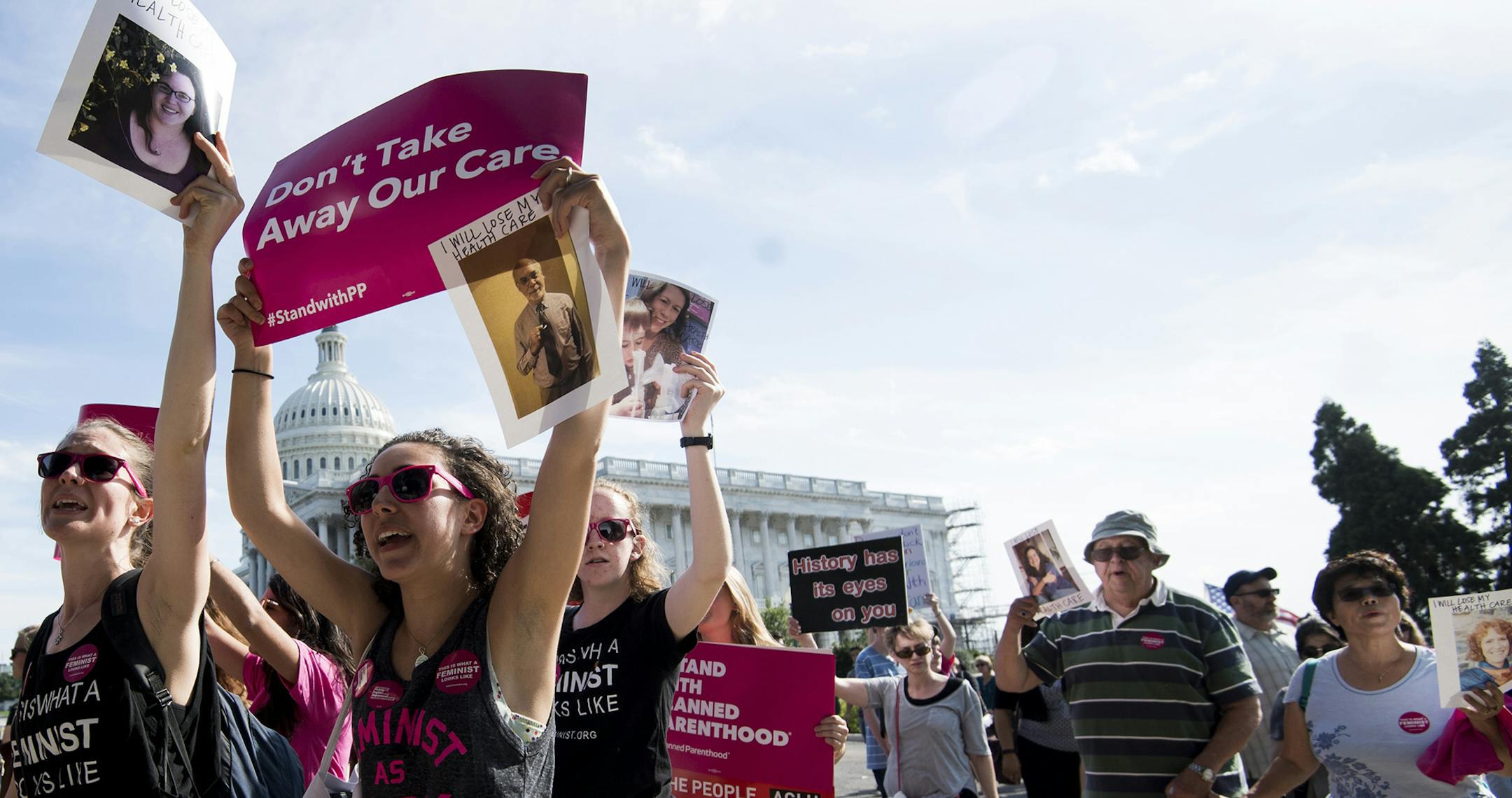 UNITED STATES - JUNE 28: Protesters march around the Capitol to voice their opposition to the GOP health care legislation on Wednesday, June 28, 2017. (Photo By Bill Clark/CQ Roll Call) (CQ Roll Call via AP Images) ORG XMIT: NYWWP