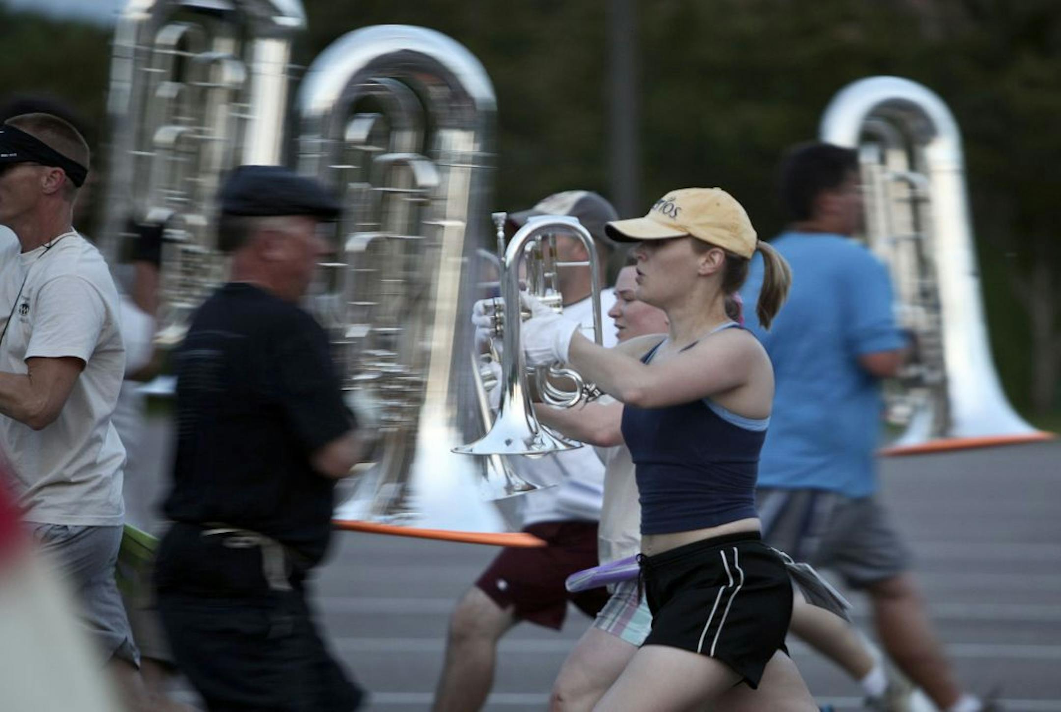 Jackie Bechtold, a mellophone player with the Minnesota Brass Drum & Bugle Crops, has marched her way to being fit.