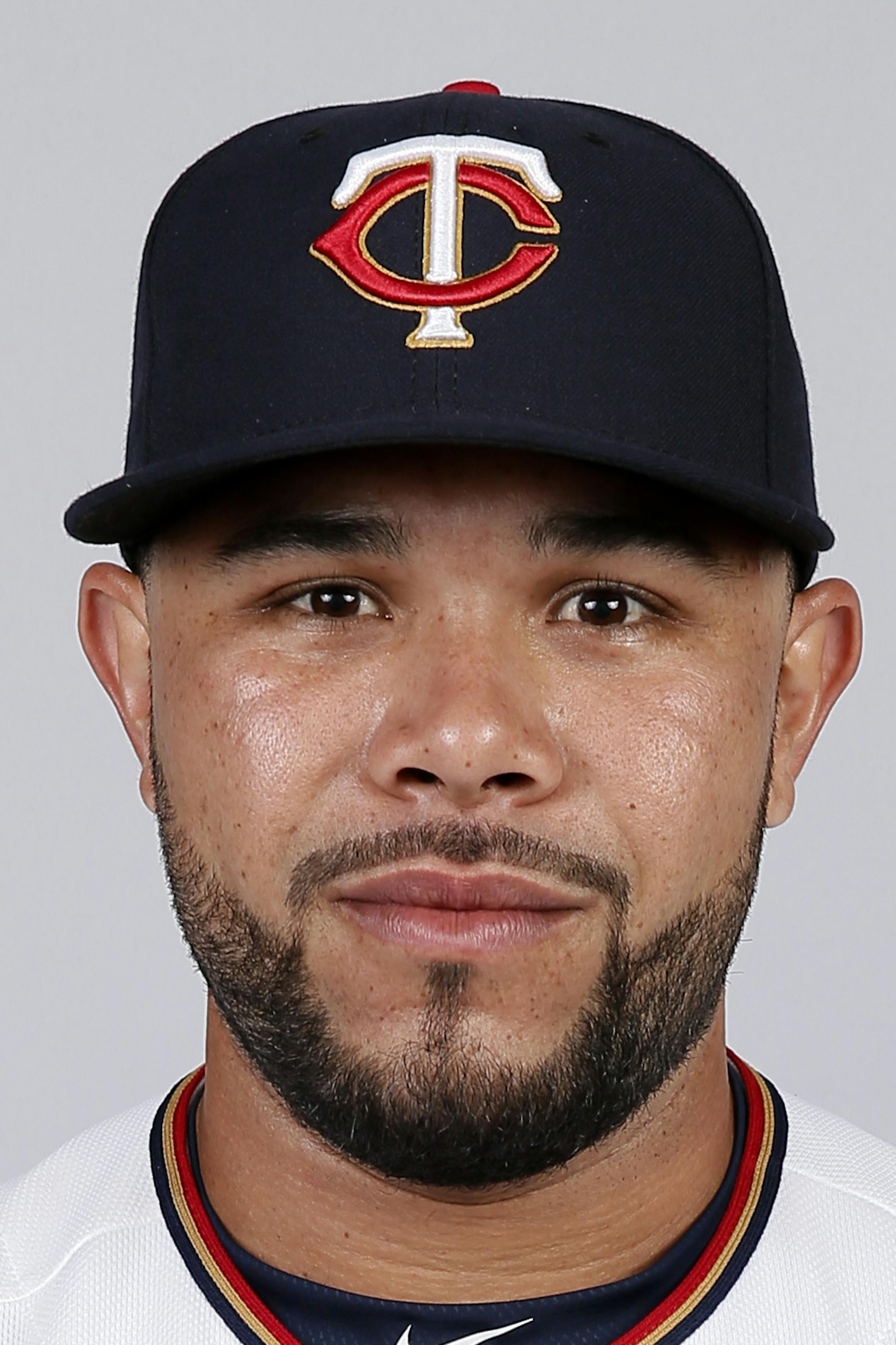 This is a 2015 photo of Josmil Pinto of the Minnesota Twins baseball team. This image reflects the Twins active roster as of Tuesday March 3, 2015, when this image was taken. (AP Photo/Tony Gutierrez)
