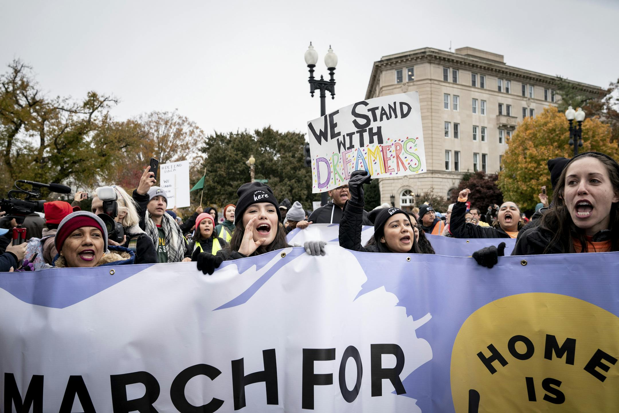 A rally in support of the Deferred Action for Childhood Arrivals program, or DACA, outside the Supreme Court in Washington, Nov. 12, 2019. The justices are considering whether the Trump administration can shut down a program that shields about 700,000 young immigrants from deportation. (Erin Schaff/The New York Times)