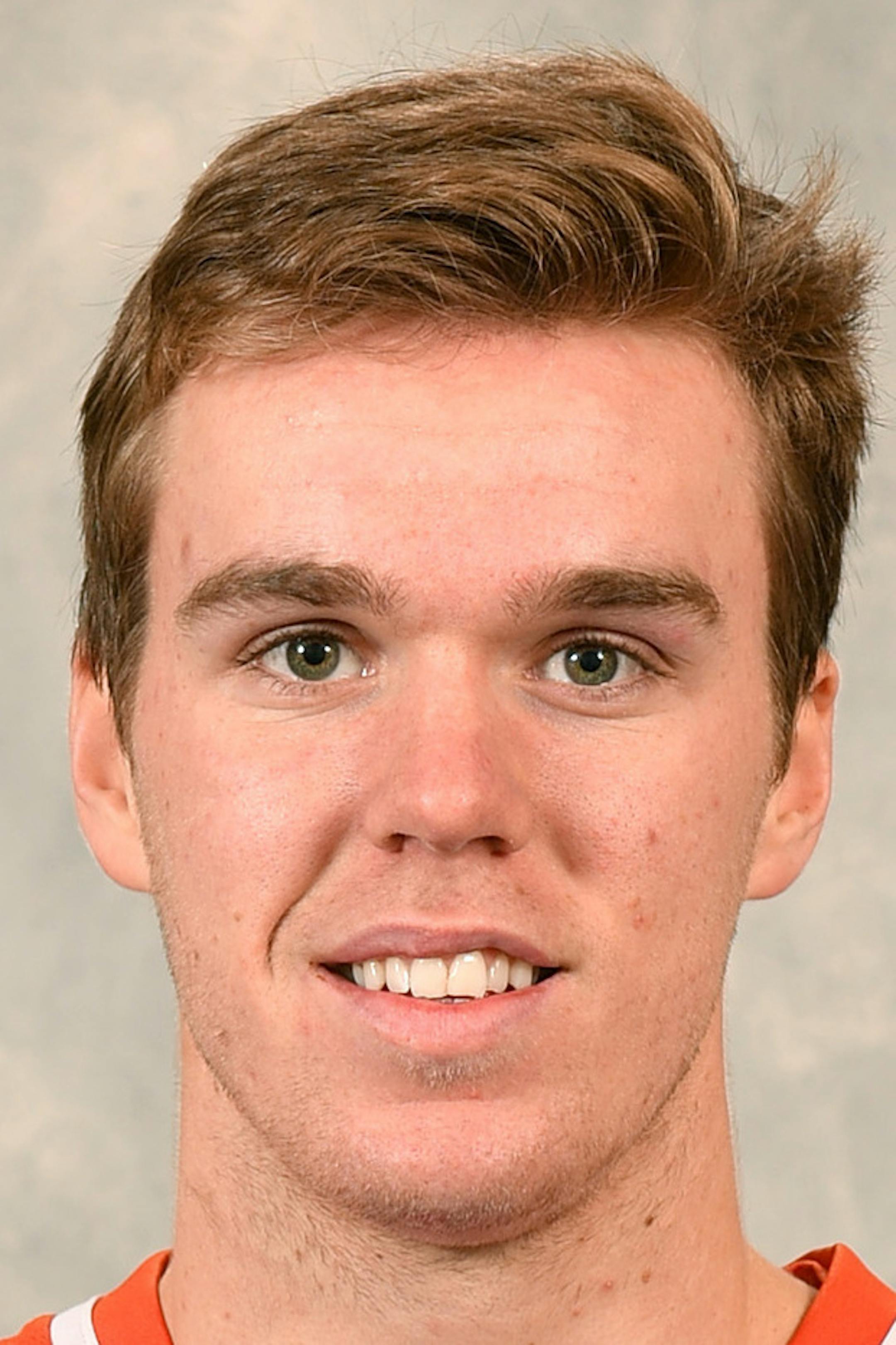 EDMONTON, AB - OCTOBER 11: Conner McDavid #97 of the Edmonton Oilers poses for his official headshot for the 2016-2017 season on October 11, 2016 at the Rexall Place in Edmonton, Alberta, Canada. (Photo by Andy Devlin/NHLI via Getty Images) ORG XMIT: 672868109