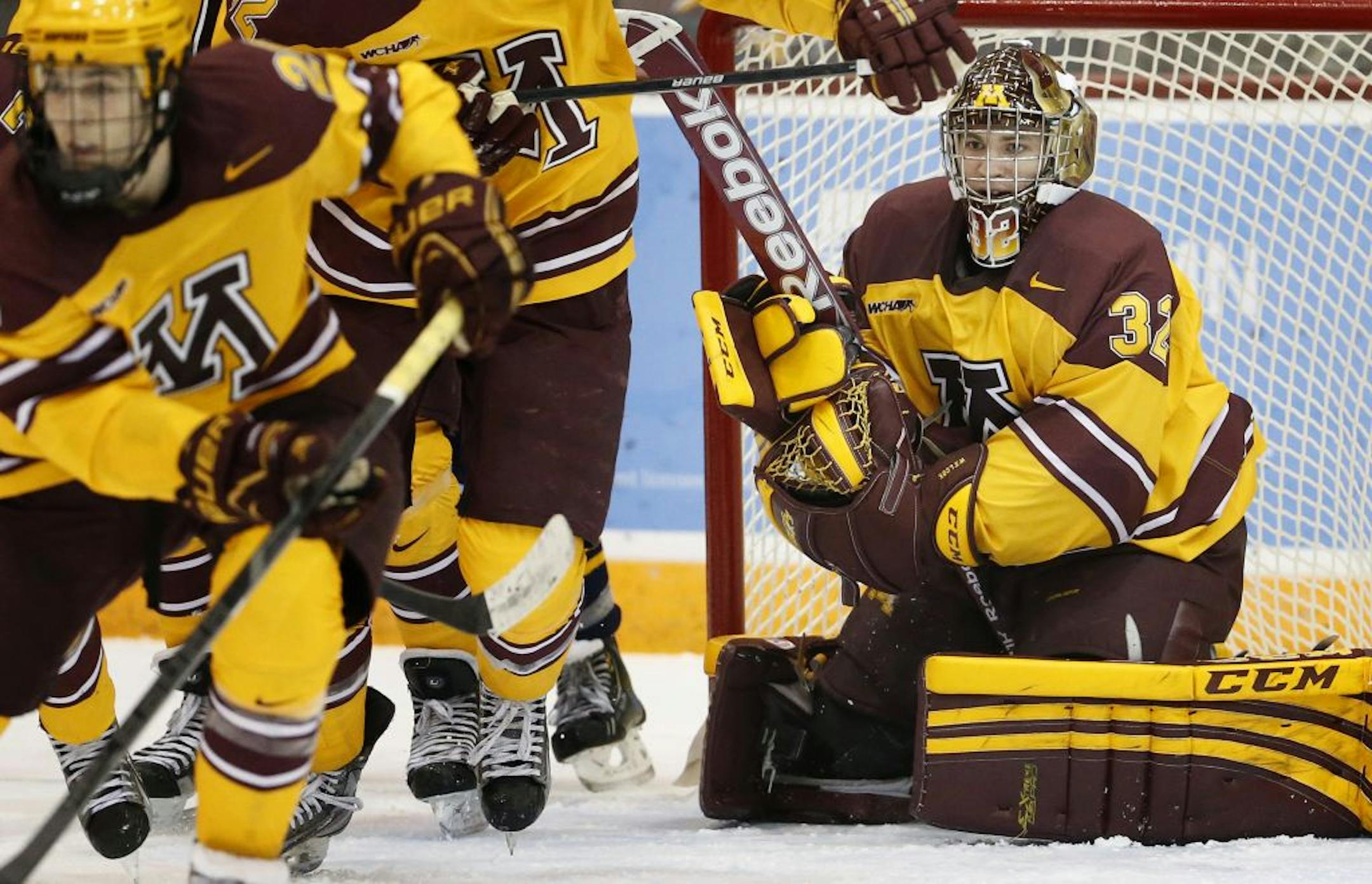Minnesota goalie Adam Wilcox.