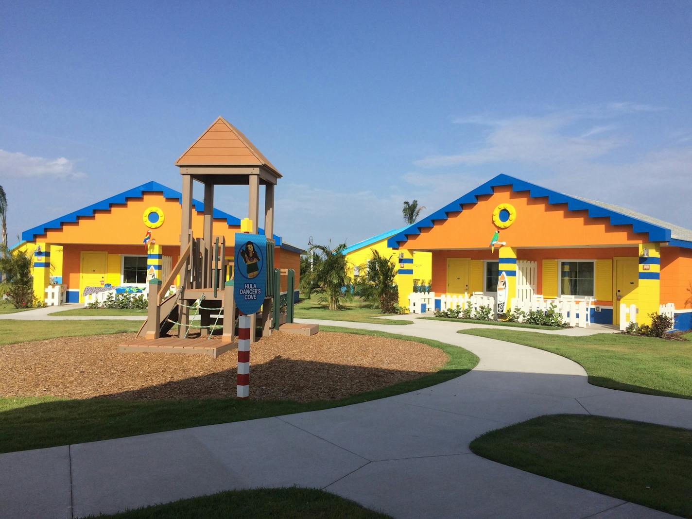 Each guest room at Legoland Beach Retreat is one-half of a bungalow duplex with coves of bungalows surrounding a small playground. (Rob Owen/Pittsburgh Post-Gazette/TNS)