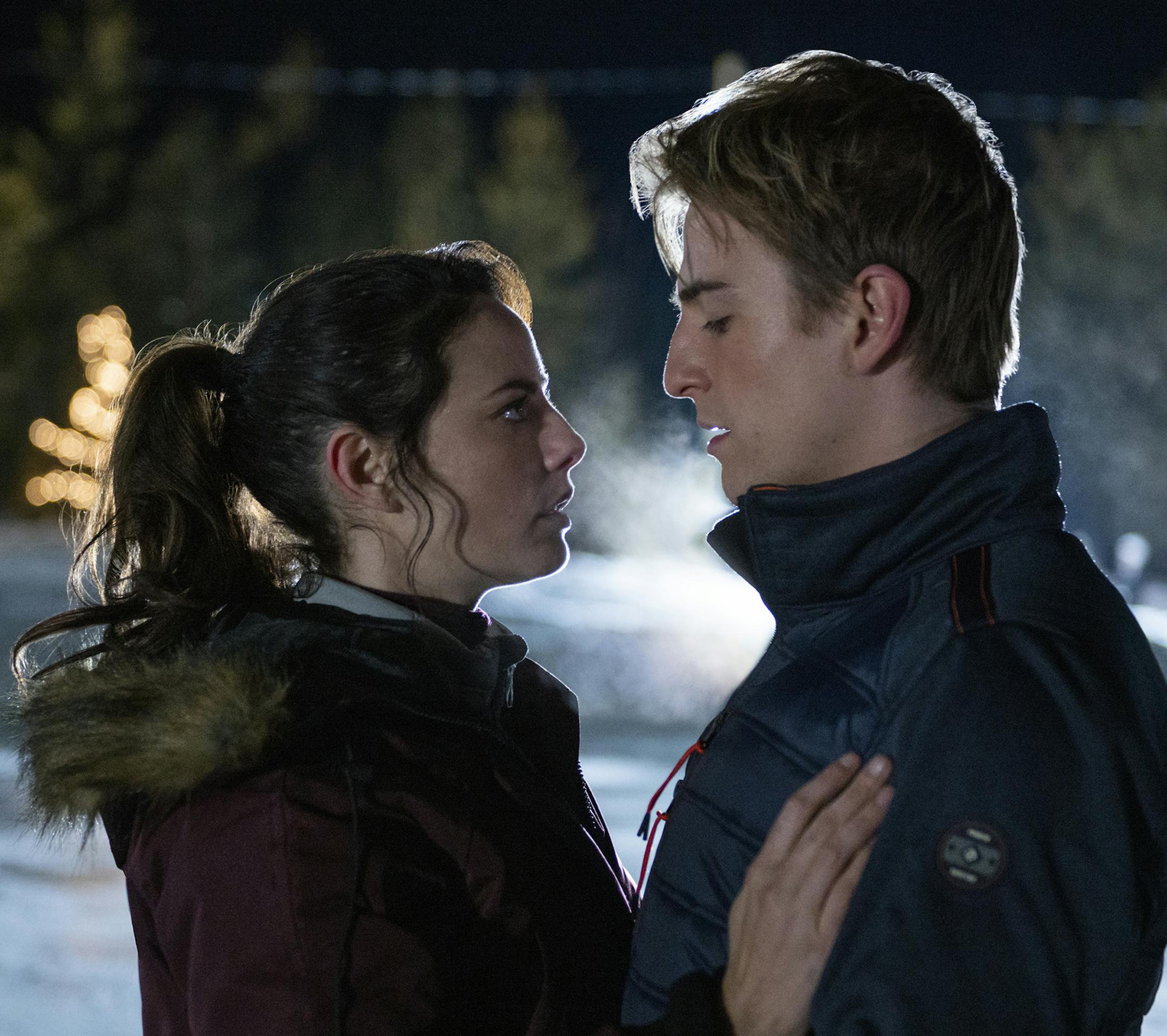 Kaya Scodelario and Evan Roderick in "Spinning Out."