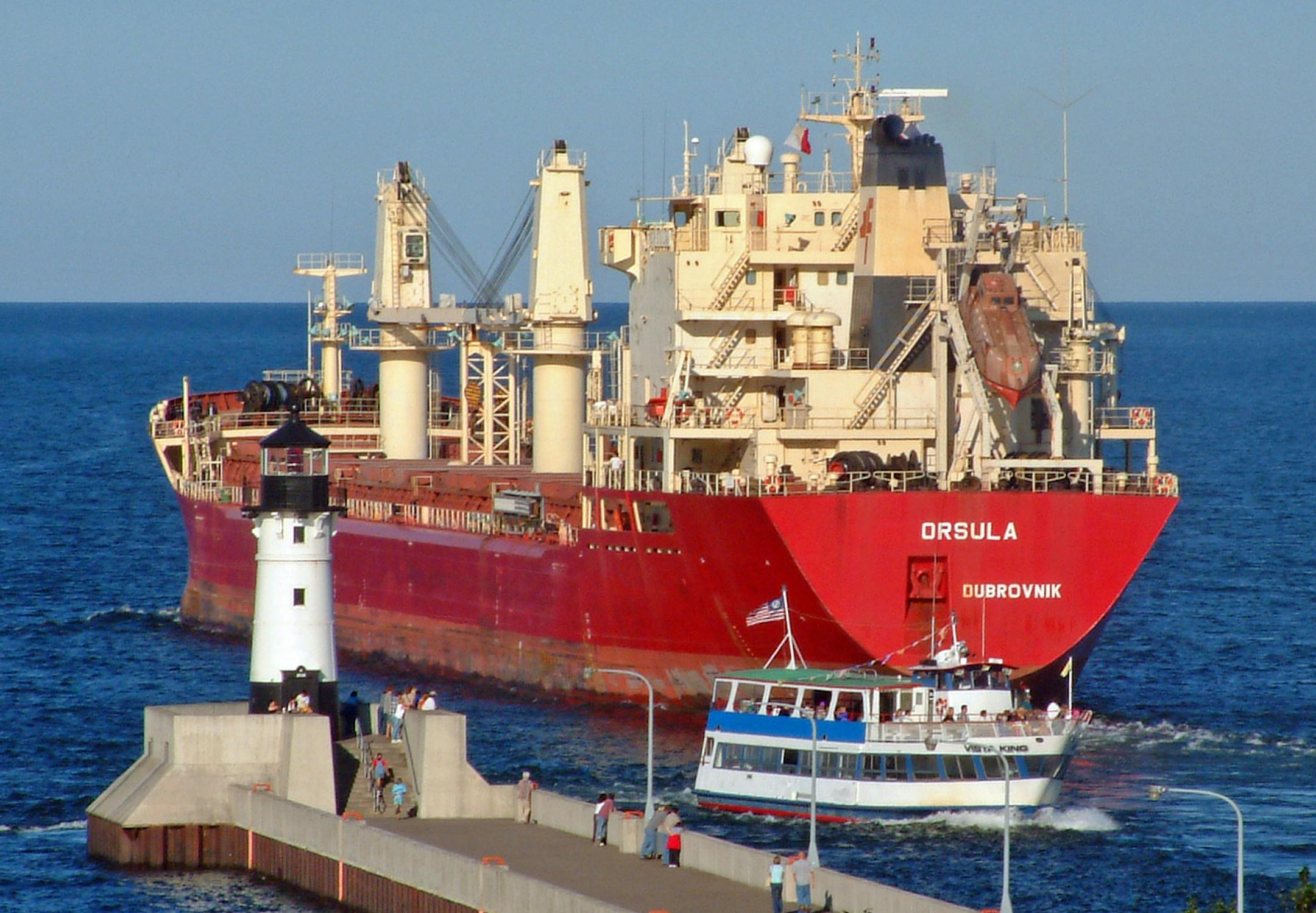 The Orsula ship leaving port