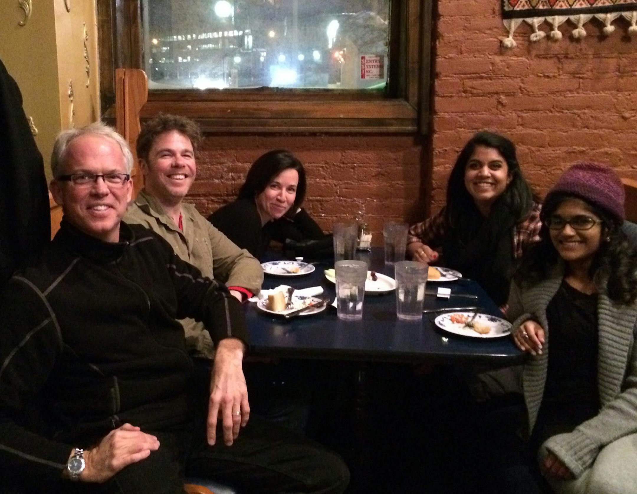 A few Josh Ritter fans opted for Kurdish food a few blocks from the Fitzgerald Theater before his recent gig, only to find Josh Ritter himself walking into Babani's, an 18-year-old restaurant on St. Peter Street , for a bite before his show. Sitting alone in a booth, Ritter was asked if he'd mind posing for a family photo with Dr. Jim Moline of Lake Elmo, his wife, Vanya, and daughters Mira, 21, and Asha, 16. Moline told Ritter his daughters were huge fans. Ritter happily agreed and Moline retur