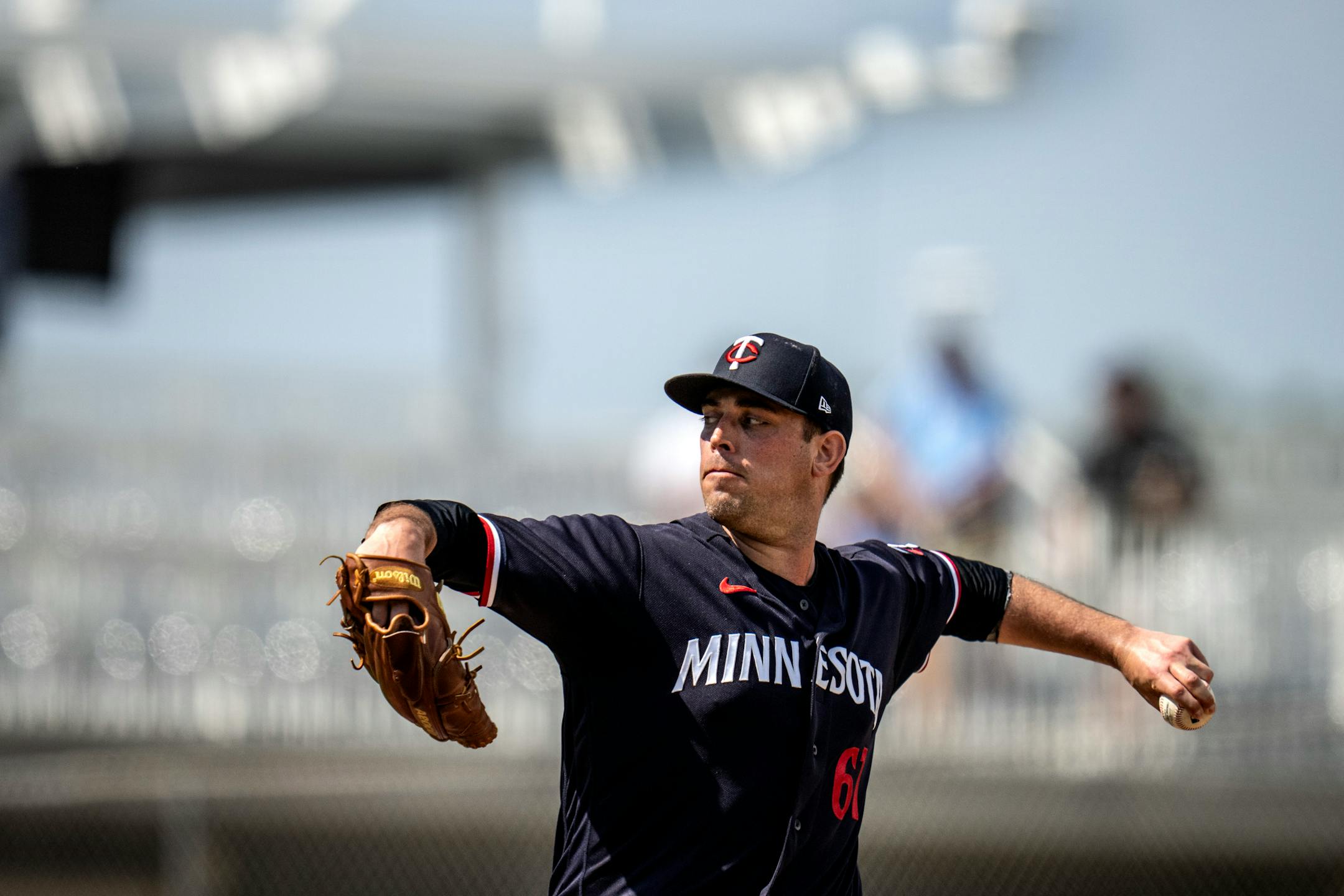Minnesota Twins pitcher Brock Stewart during team practice.