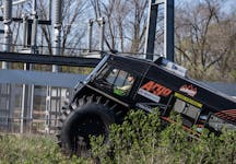 Xcel Energy line inspectors have access to an extreme ATV like a Sherp to access power lines in remote areas, here in Inver Grove Heights on April 24.