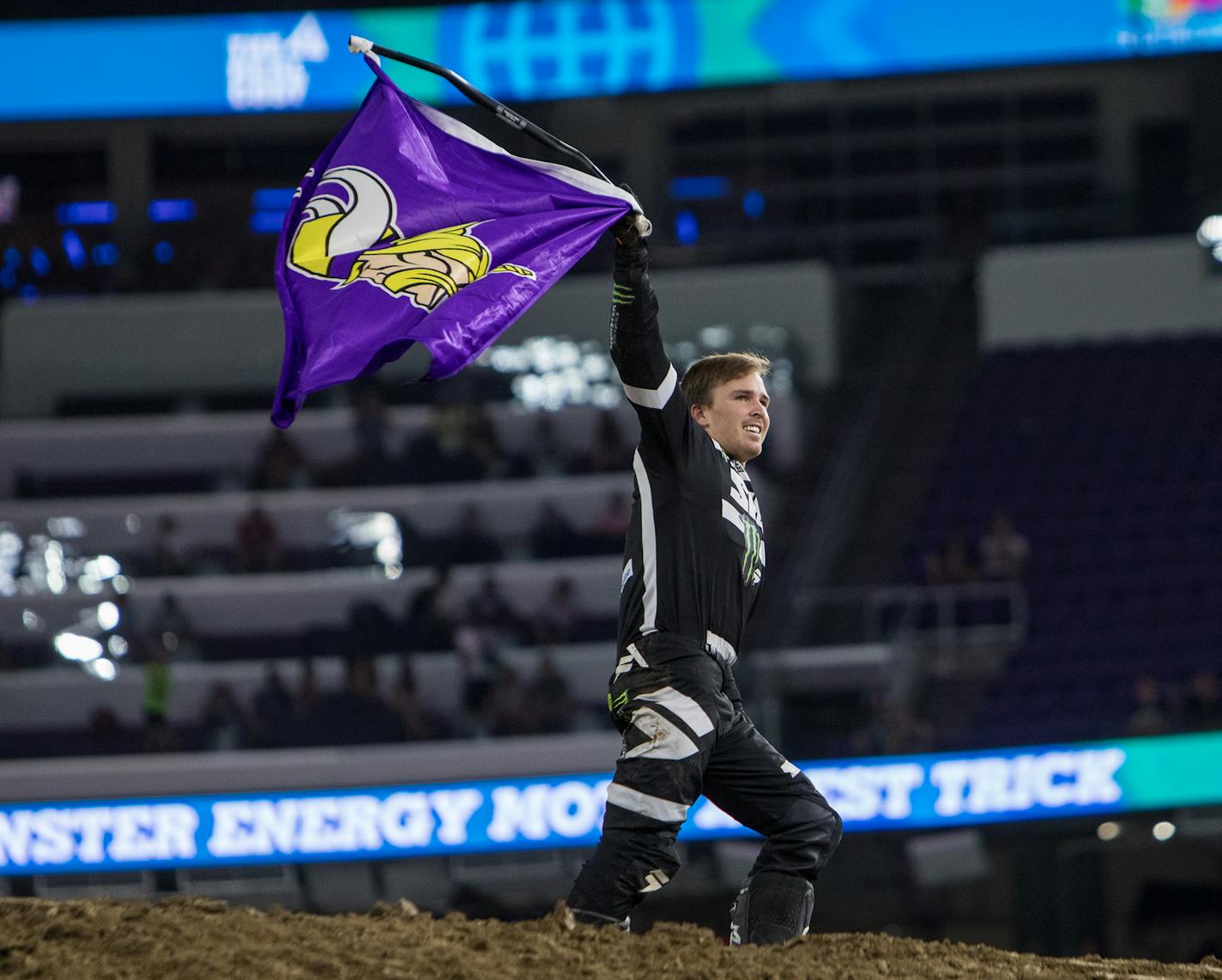 Minneapolis, MN - July 15, 2017 - U.S. Bank Stadium: Jackson Strong competing in Monster Energy Moto X Best Trick during X Games Minneapolis 2017
(Photo by Matt Morning / ESPN Images)