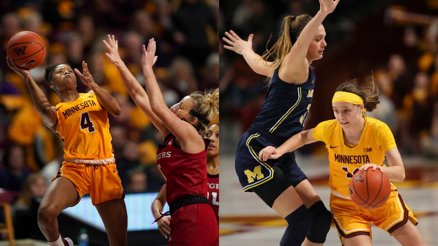 During an offseason of reasonable doubt as to whether the season would be played at all, both Gophers sophomore guards Jasmine Powell (left) and Sara Scalia worked out and worked hard