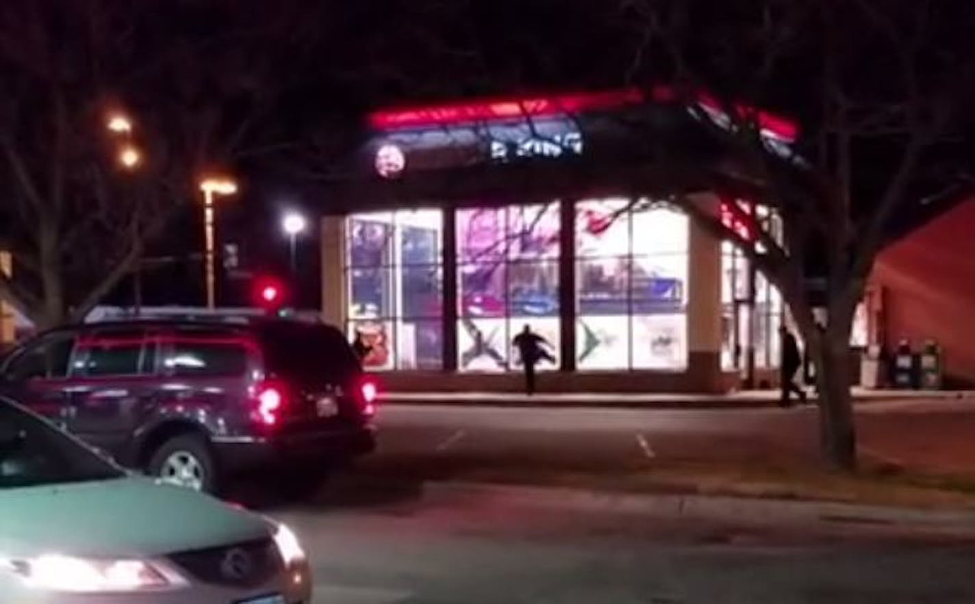 A screen capture from a video posted on YouTube showed Burger King employees smashing out the Coon Rapids restaurant's windows Friday night.