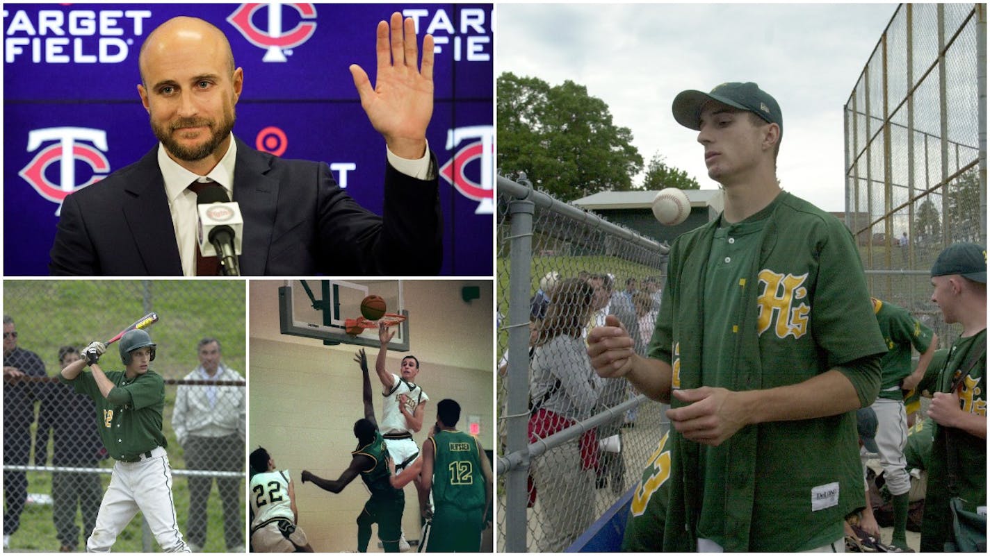 Rocco Baldelli as a standout high school baseball and basketball player and at his introductory news conference as Twins manager.