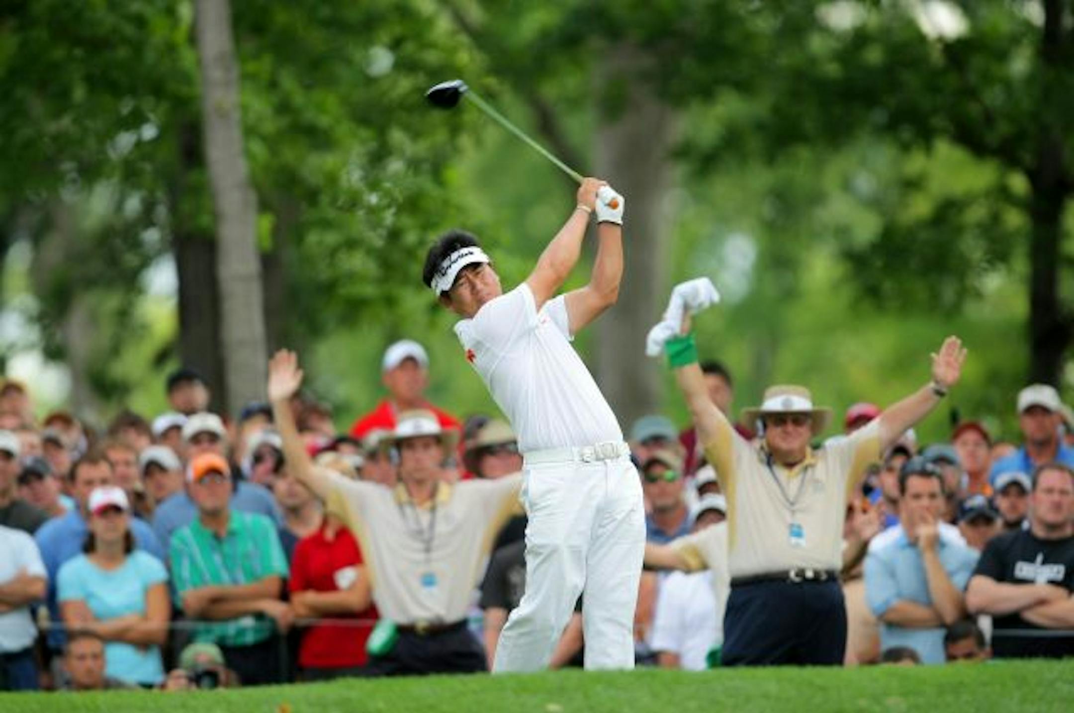 Y.E. Yang teed off on the 15th hole Sunday. "I really had nothing much at stake," he said of the PGA Championship. "And that's how I played it."