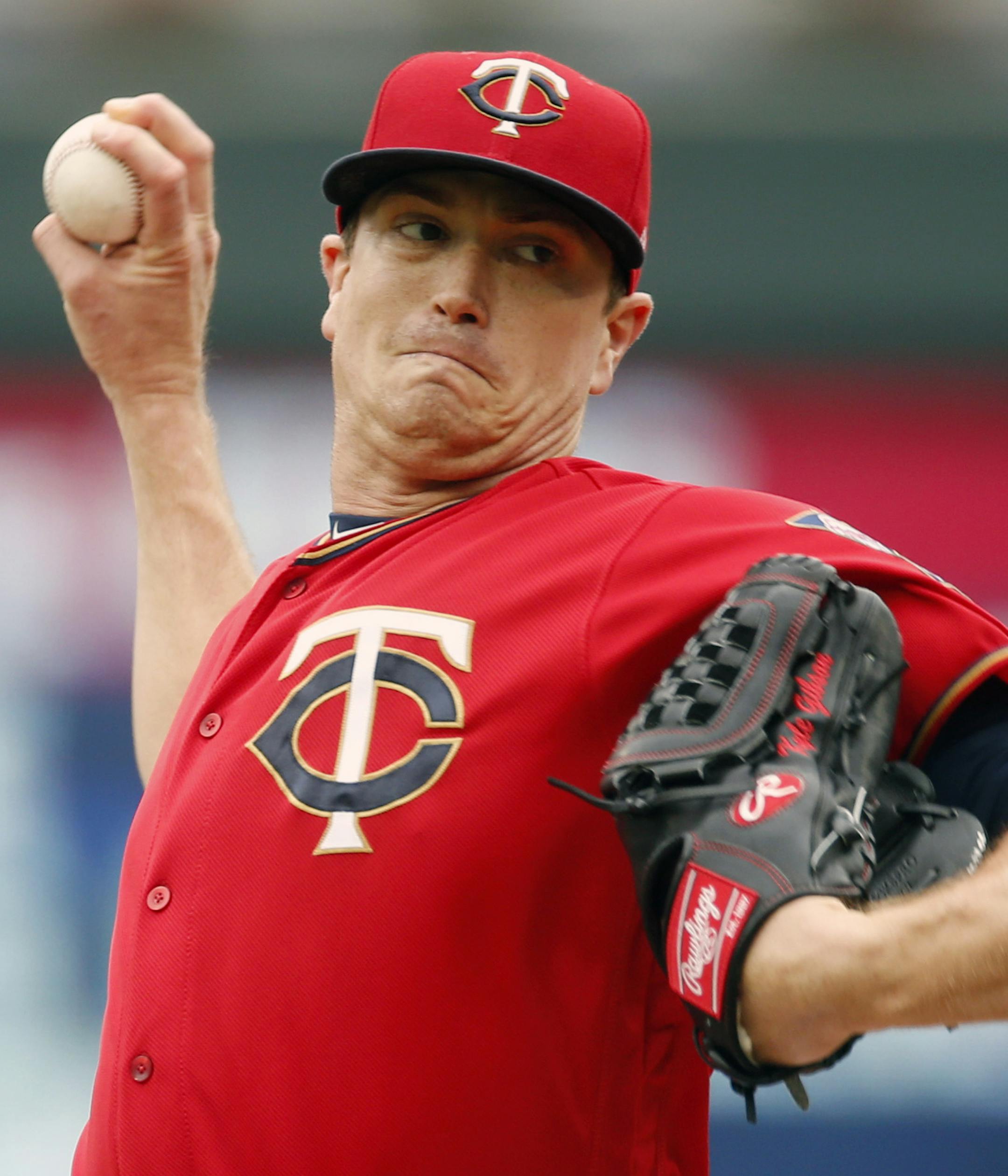 Minnesota Twins pitcher Kyle Gibson throws against the Boston Red Sox in the first inning of a baseball game Thursday, June 21, 2018, in Minneapolis. (AP Photo/Jim Mone)