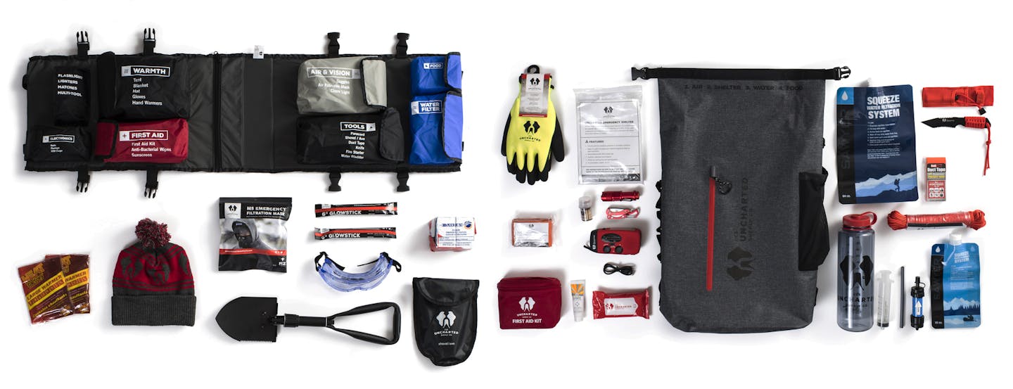 Be prepared: The gear included in the Seventy2 Survival System, a $350 three-day survival pack manufactured by Uncharted Supply Co. that has been selling well during the crisis.