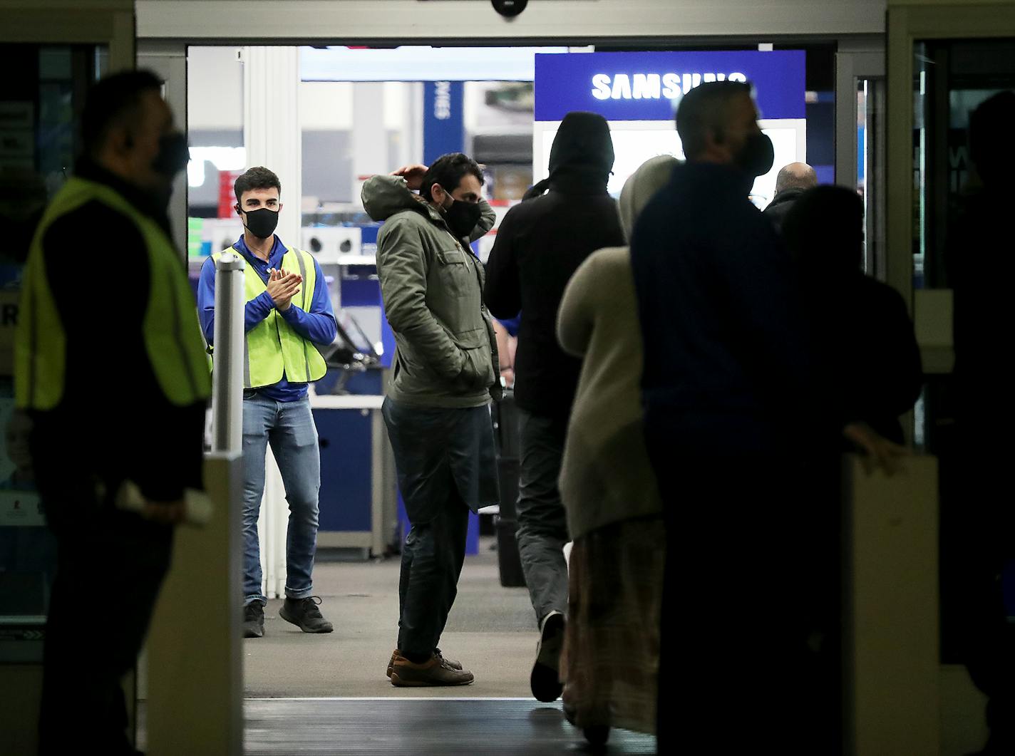 Black Friday shoppers file into Best Buy for the electronics retailer's early 5 a.m. opening Friday in Richfield.