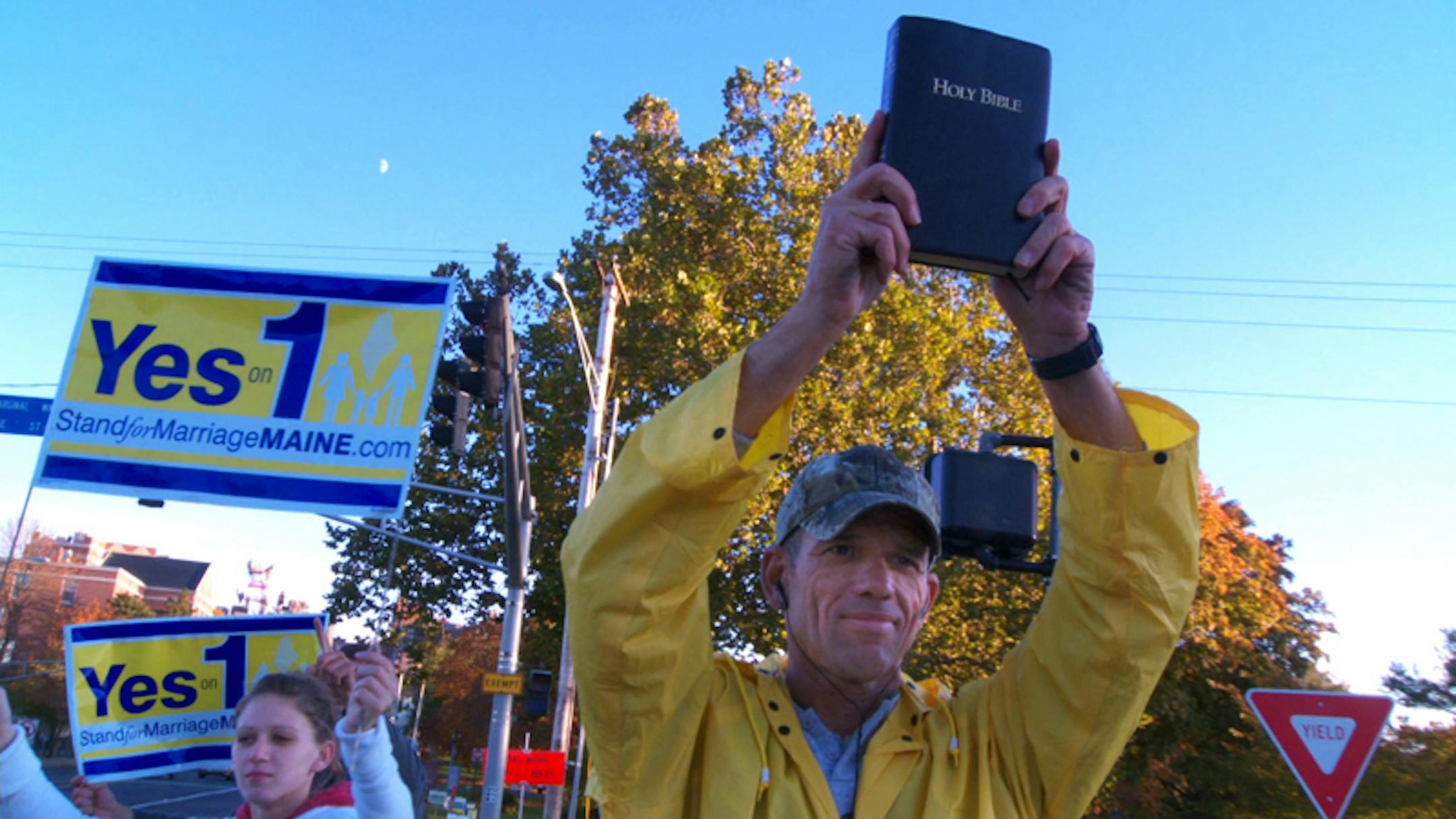 From the movie "Question One" --a supporter of "yes" on one campaign in Maine urging people to keep marriage between a man and a woman.