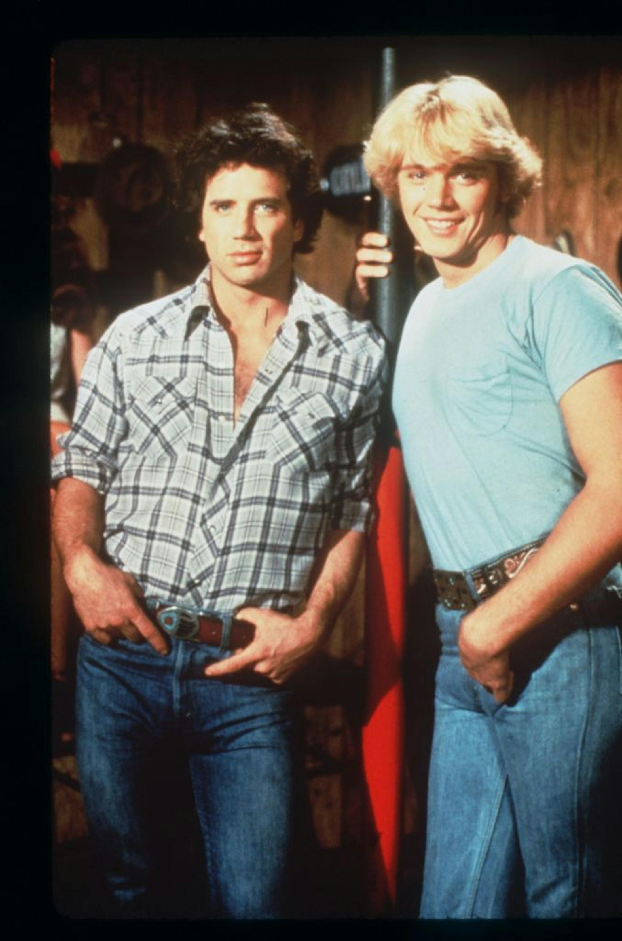 Tom Wopat, left, and John Schneider starred on "The Dukes of Hazzard."