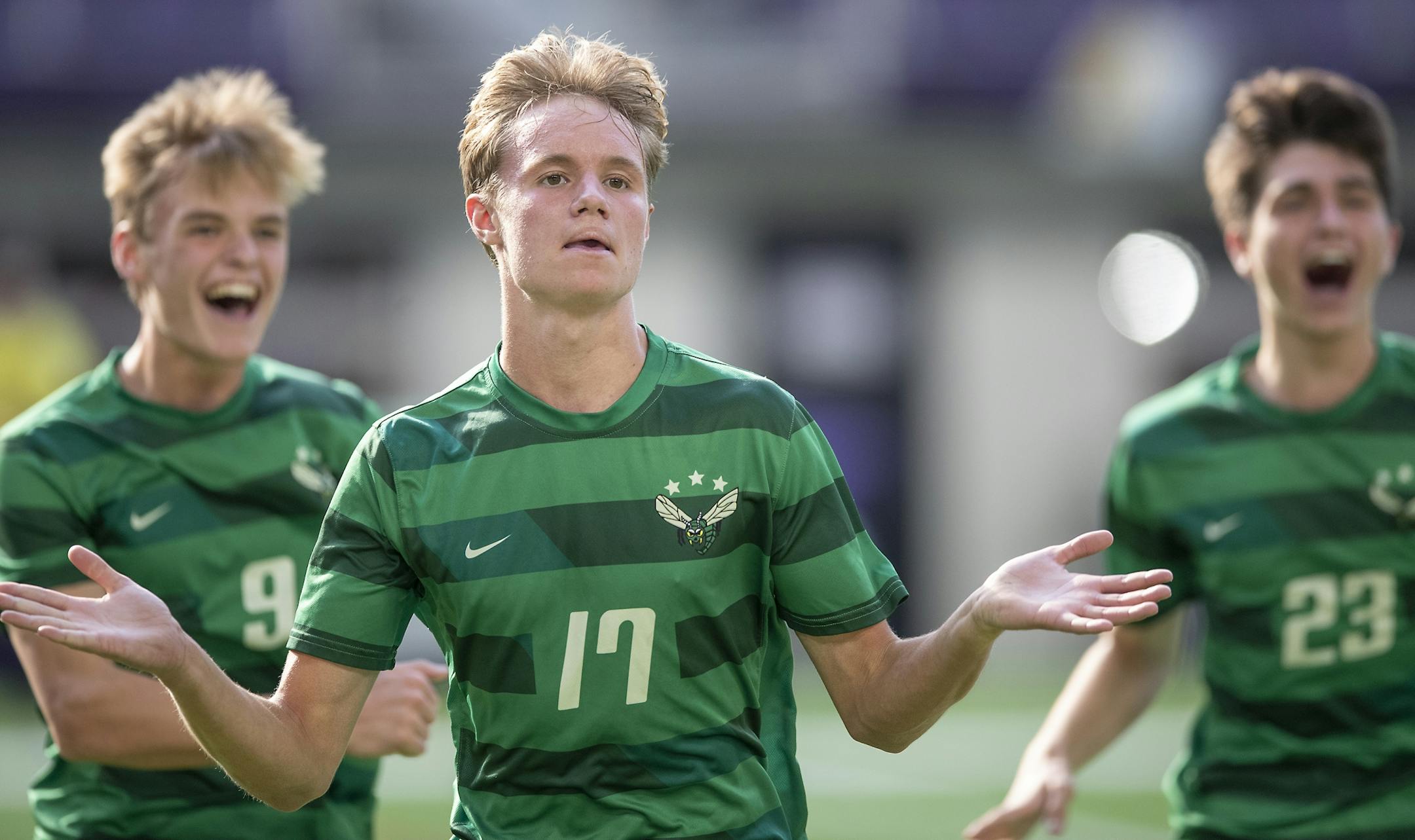 Edina's Sammy Presthus celebrated his goal during the second half of his team's 2-0 victory over Washburn in the boys' 2A semifinals.