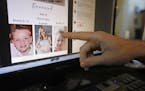 Austin Cloes points to a photo of relatives Rhonita Miller and her family, who were killed in Mexico, on a computer screen Tuesday, Nov. 5, 2019, in H