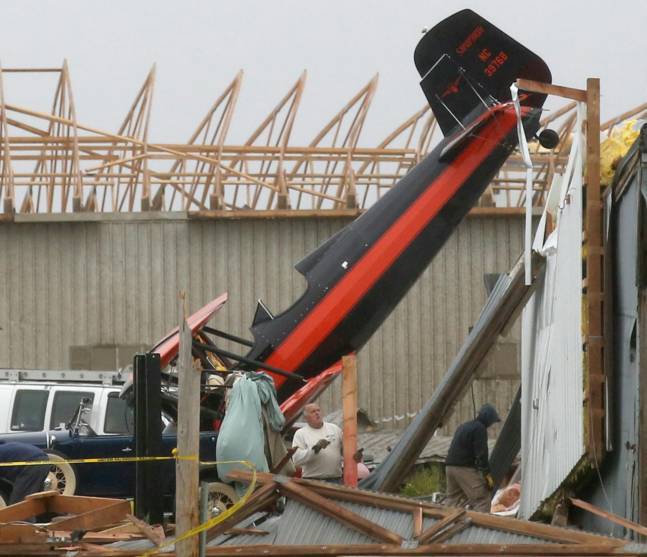 A Wednesday evening storm hammered parts of Rice County, leaving the Faribault Municipal Airport heavily damaged and seen Friday, Sept. 21, 2018, in Faribault.] DAVID JOLES ï david.joles@startribune.com overnight storm damage