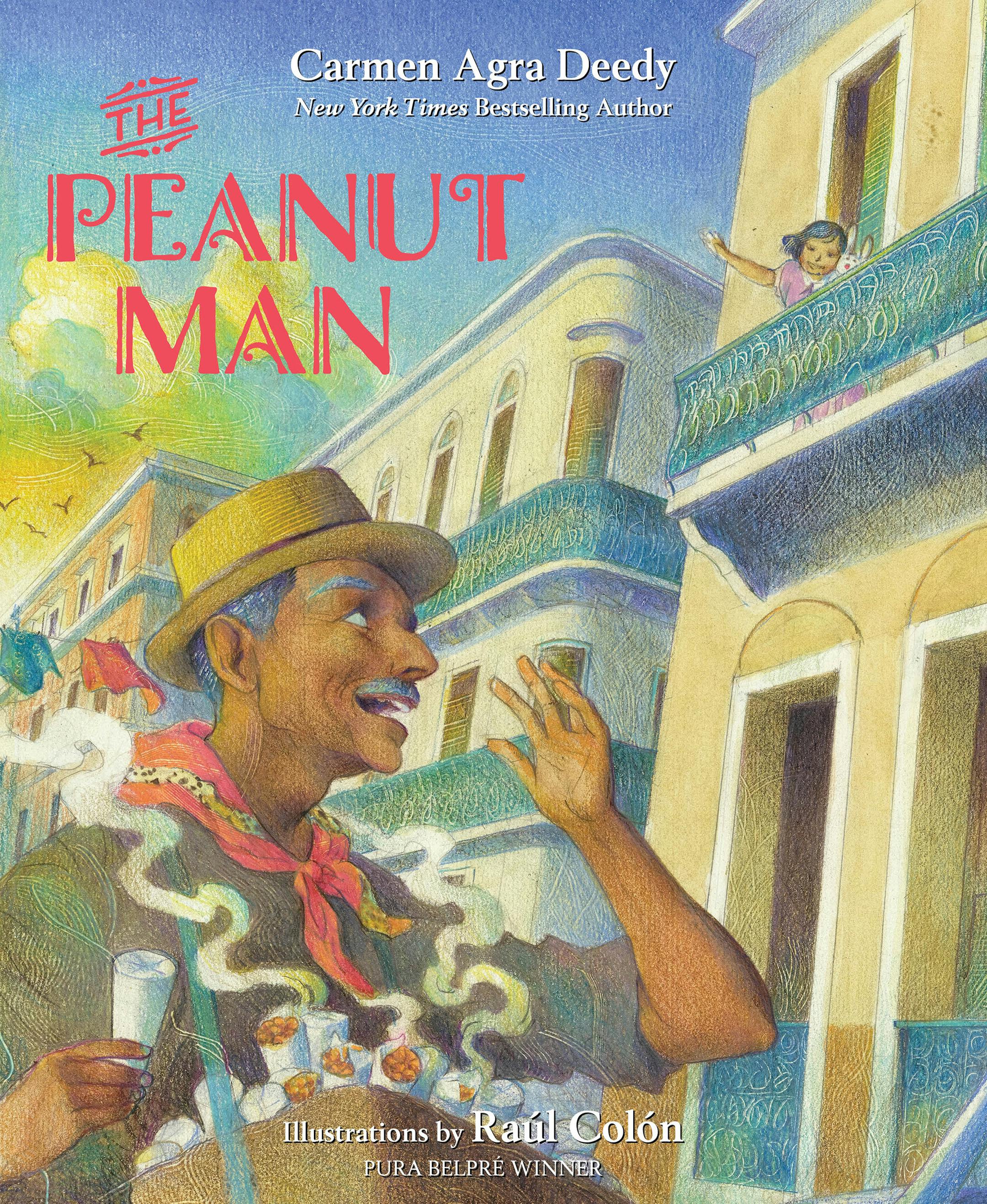 cover of The Peanut Man is a painting of a man selling peanuts, door to door