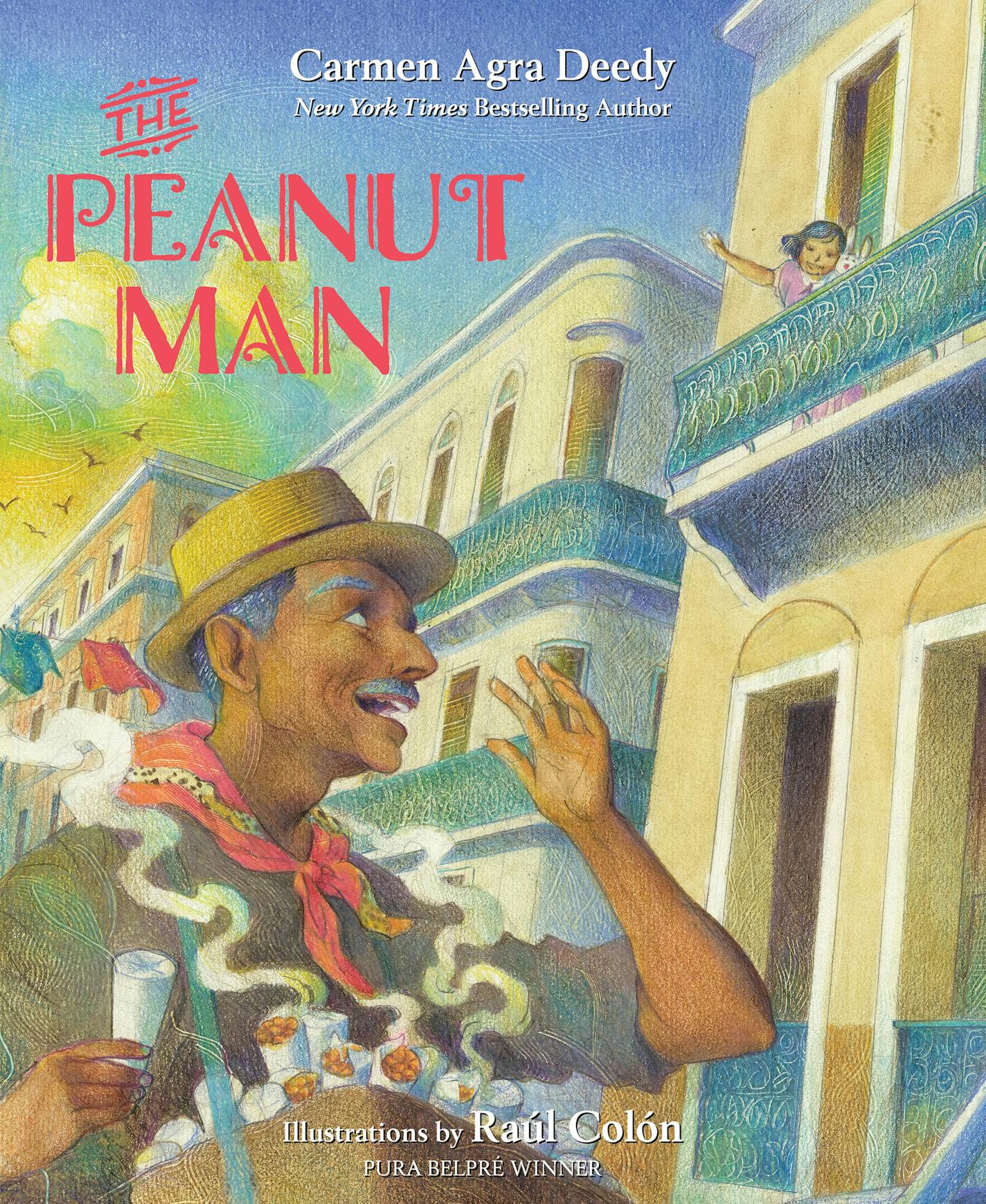 cover of The Peanut Man is a painting of a man selling peanuts, door to door
