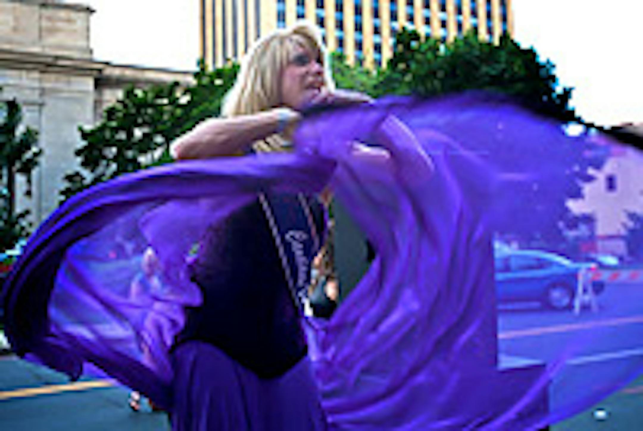 Gary Null aka Billie LaTease Austin danced at the opening celebration for GLBT Pride last weekend.