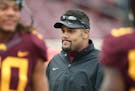 Minnesota's Linebackers coach Mike Sherels was on the field for warm-up before Minnesota took on the Iowa Hawkeyes at TCF Bank Stadium, Saturday, Octo