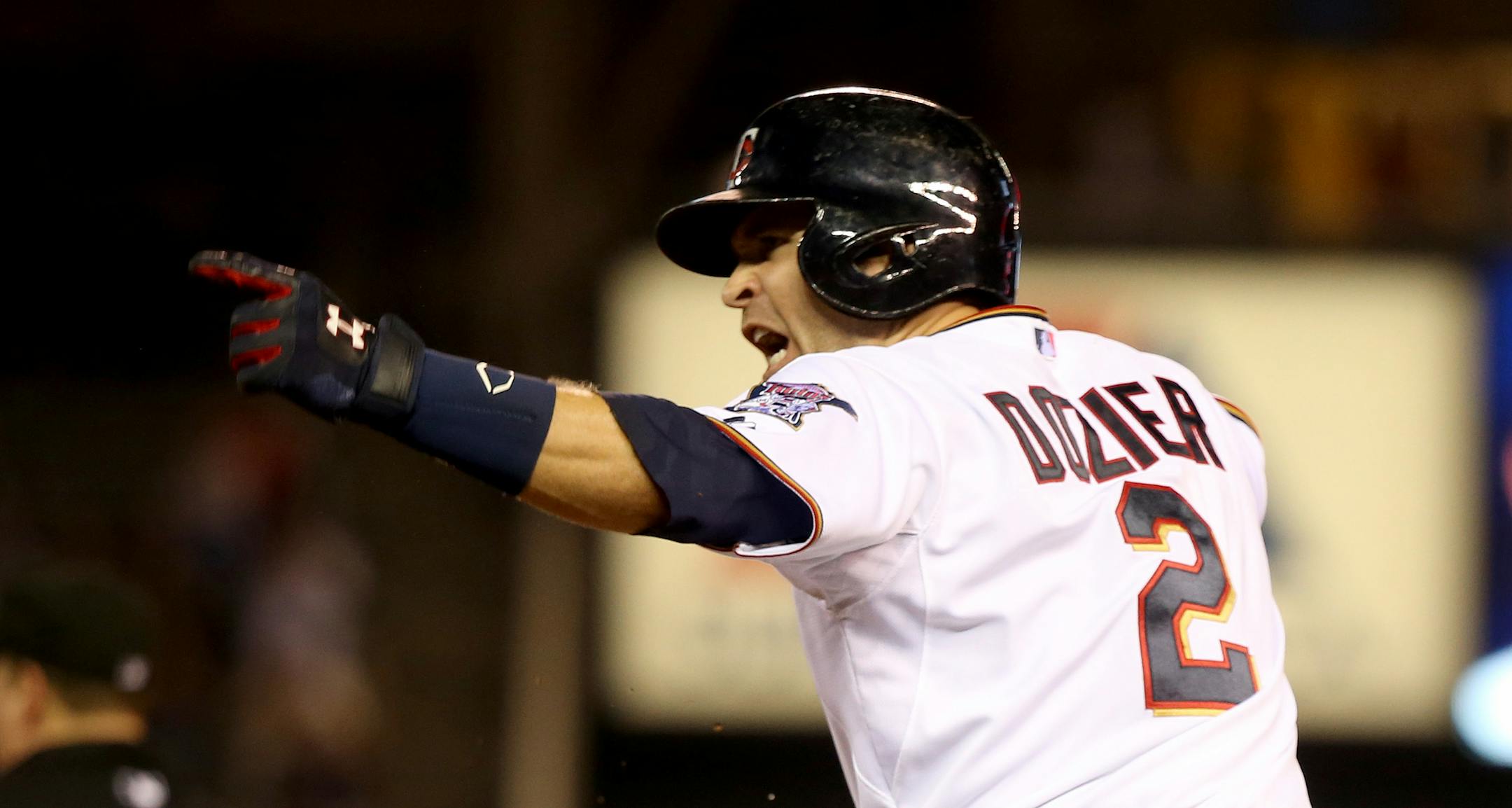 Twins Brain Dozier celebrated his walk off home run. Kyndell Harkness