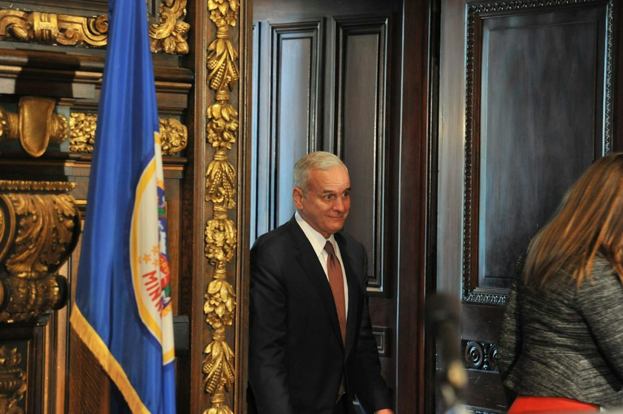 Gov. Mark Dayton spoke to the press Monday October 17, 2011 after a meeting with GOP leaders and others looking for common ground to fund the future Vikings stadium, .��