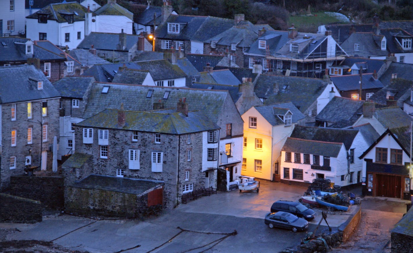 An early winter's evening in Port Isaac, Cornwall, England. iStock