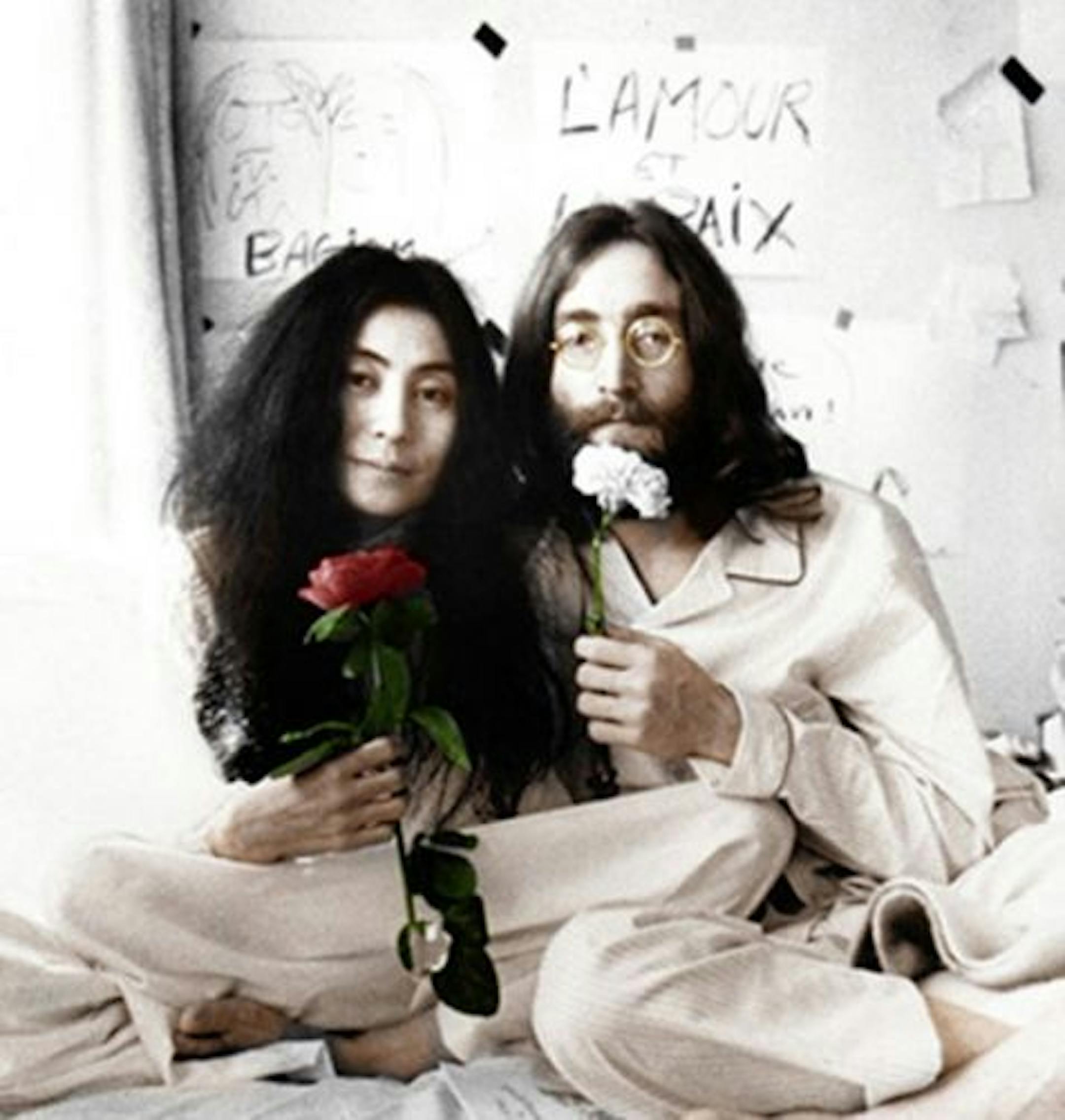 John Lennon and Yoko Ono, 1969 ' bed in' at the Queen Elizabeth Hotel in Montreal.