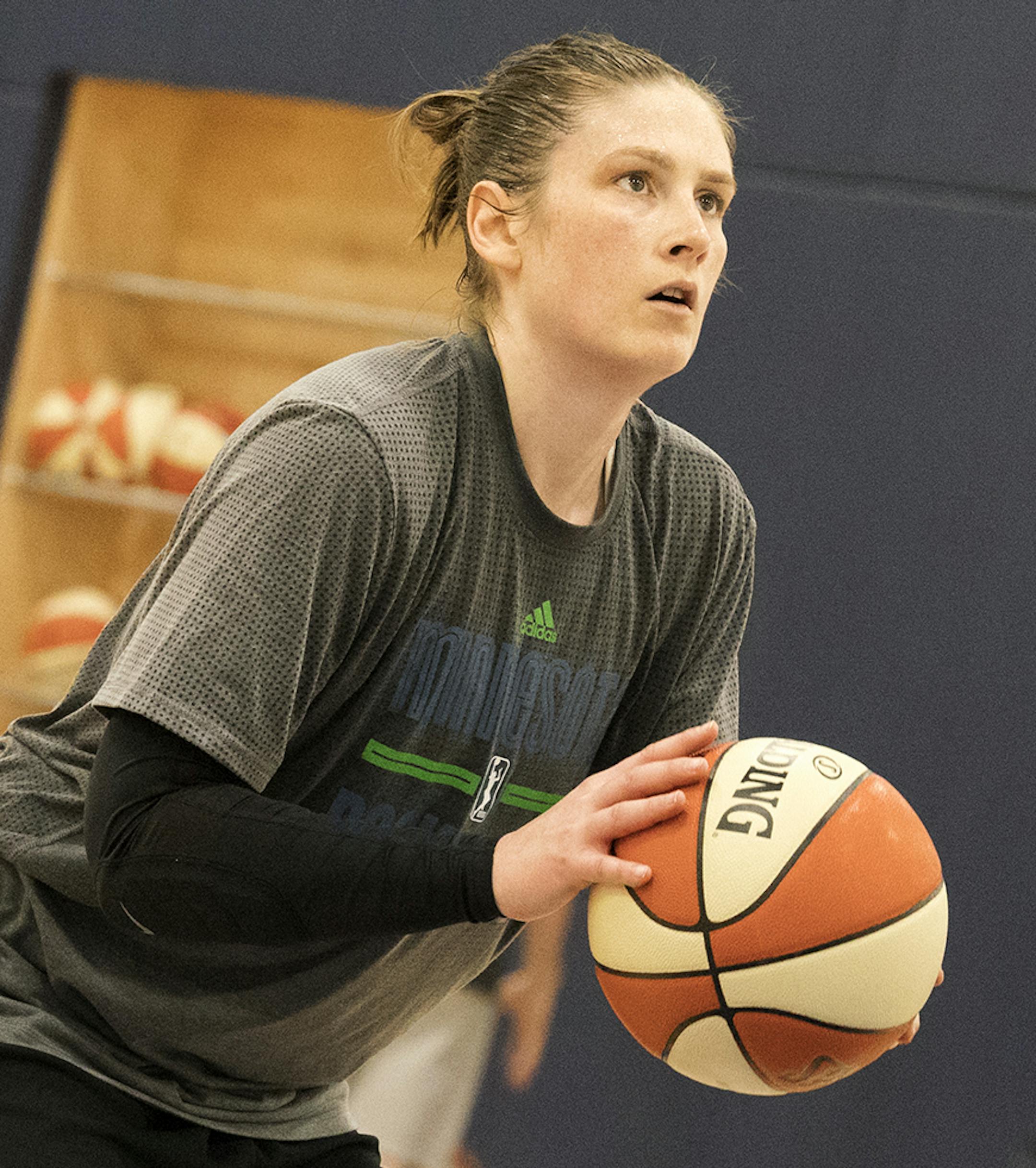 Lindsay Whalen runs drills during the Minnesota Lynx practice at Mayo Clinic Square in Minneapolis April 24, 2016. (Courtney Perry/Special to the Star Tribune)