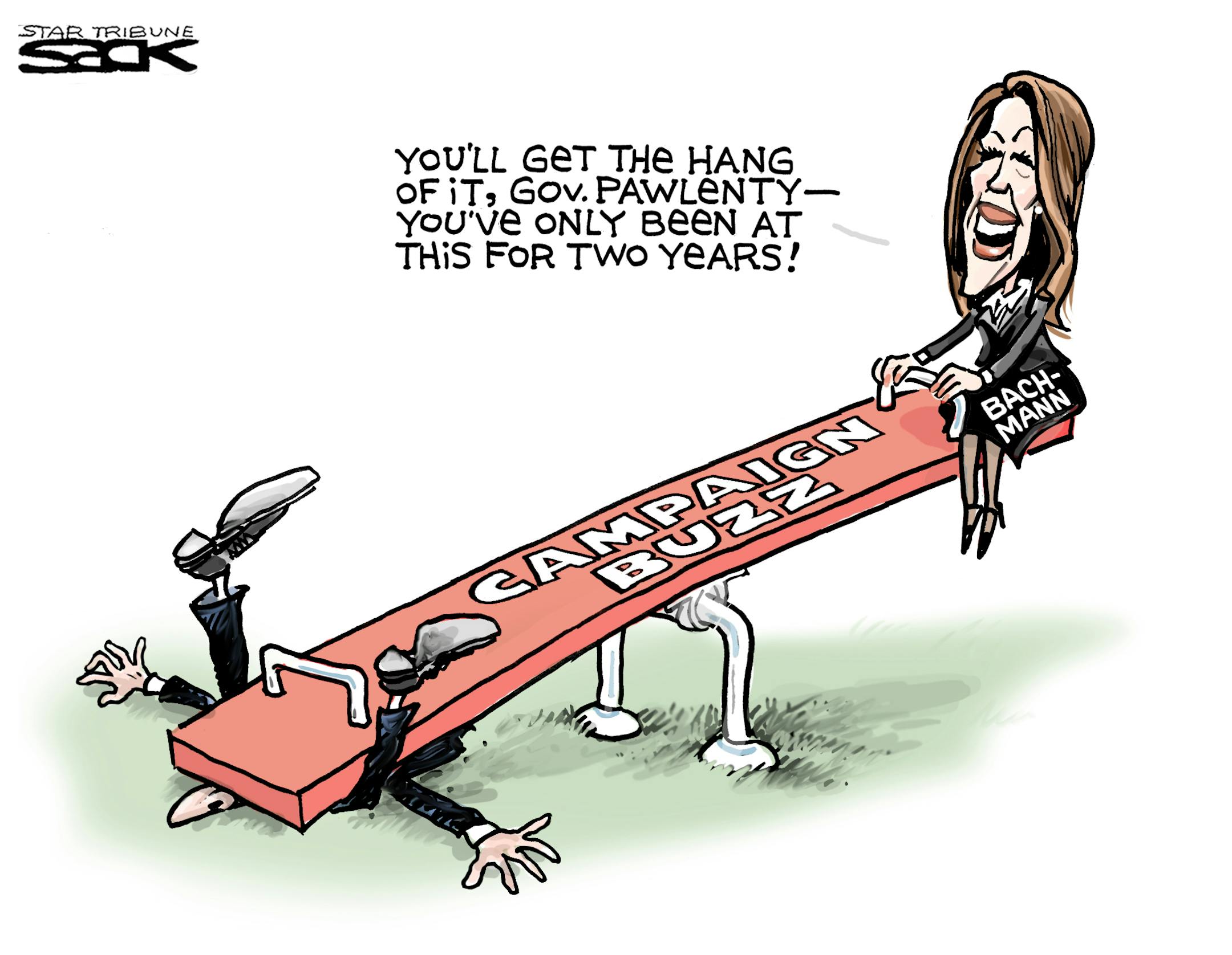 Topic: Minnesotans Tim Pawlenty and Michele Bachmann battle for GOP presidential nomination.
