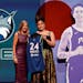 Utah's Alissa Pili, right, poses for a photo with WNBA commissioner Cathy Engelbert after being selected eighth overall by the Lynx in the 2024 WNBA d