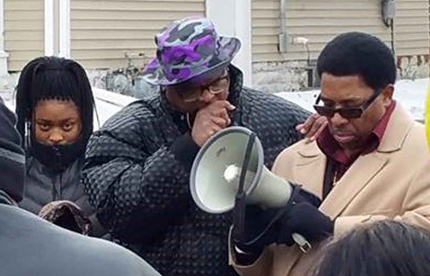 Family and supporters gathered Sunday where a woman was run over a killed by a hit-and-run driver in north Minneapolis. Credit: Photo by Phillip I. Murphy ORG XMIT: owmd5-i_JKDUzPKoC97c